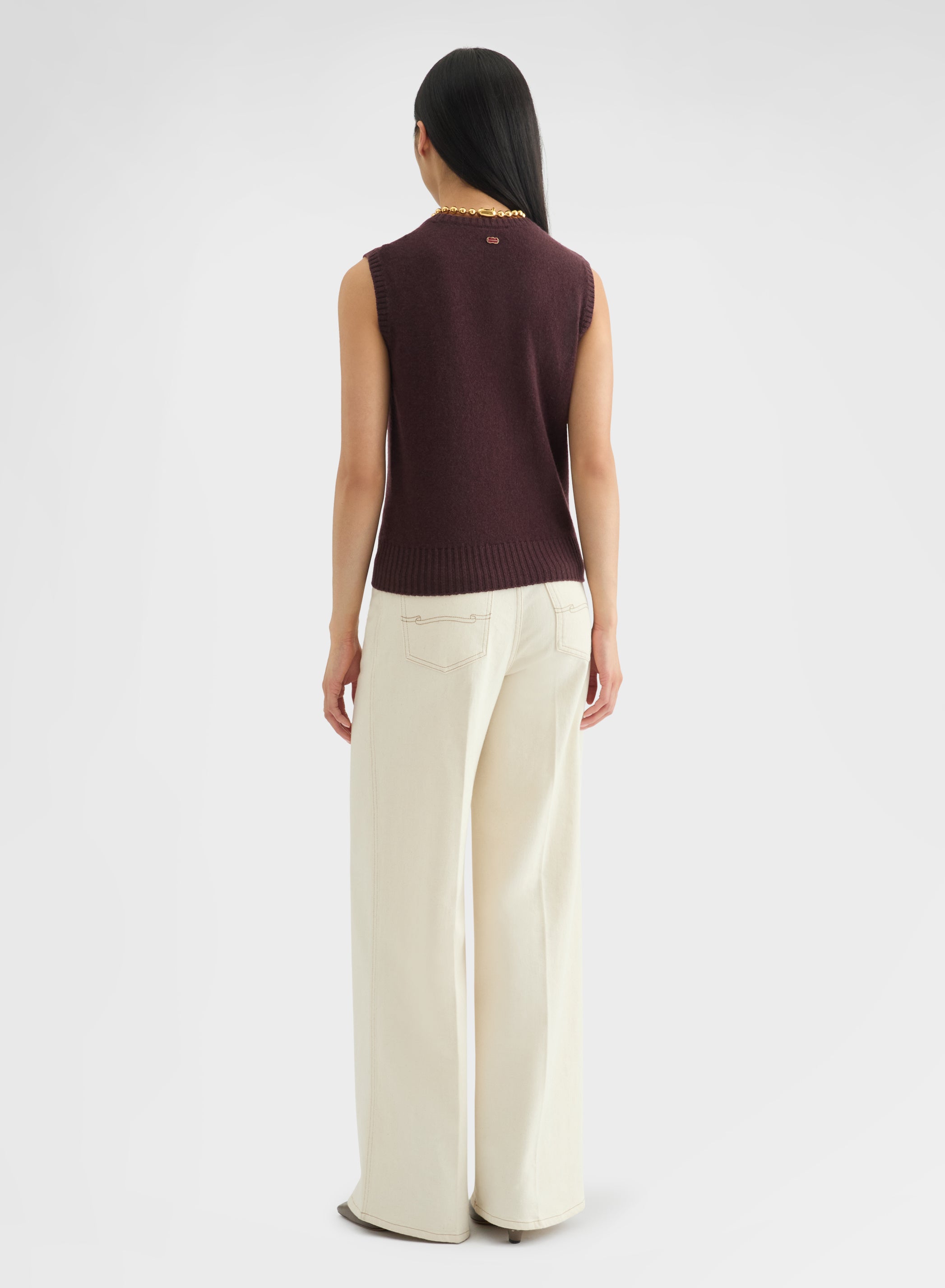 COTTON CASHMERE DENIM HIGH WAISTED JEANS