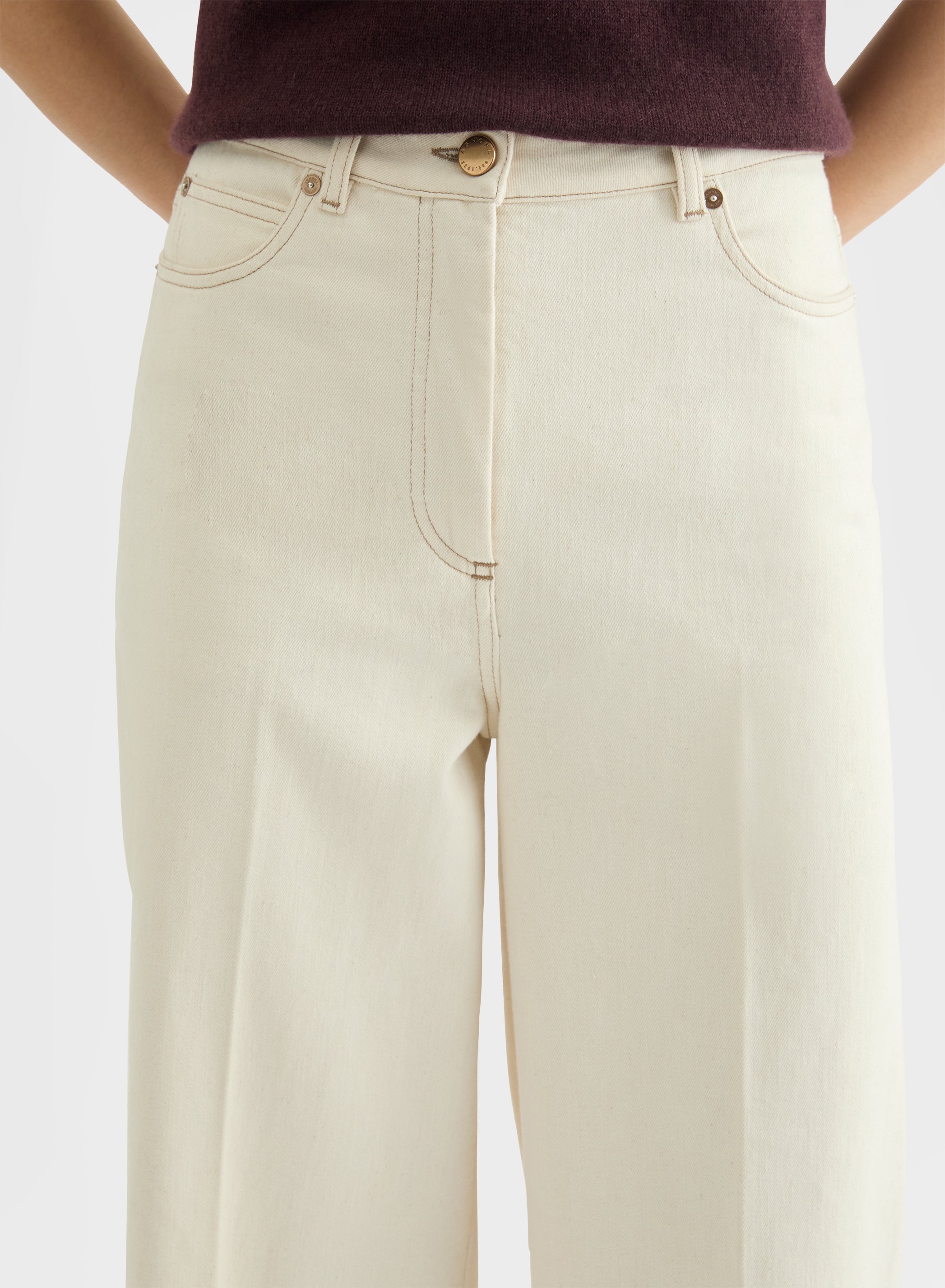 COTTON CASHMERE DENIM HIGH WAISTED JEANS
