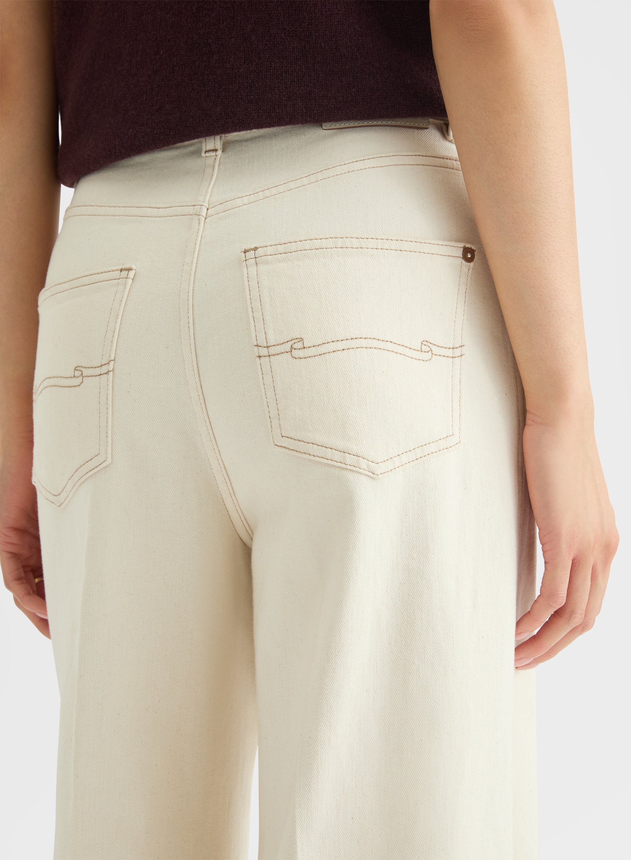 COTTON CASHMERE DENIM HIGH WAISTED JEANS
