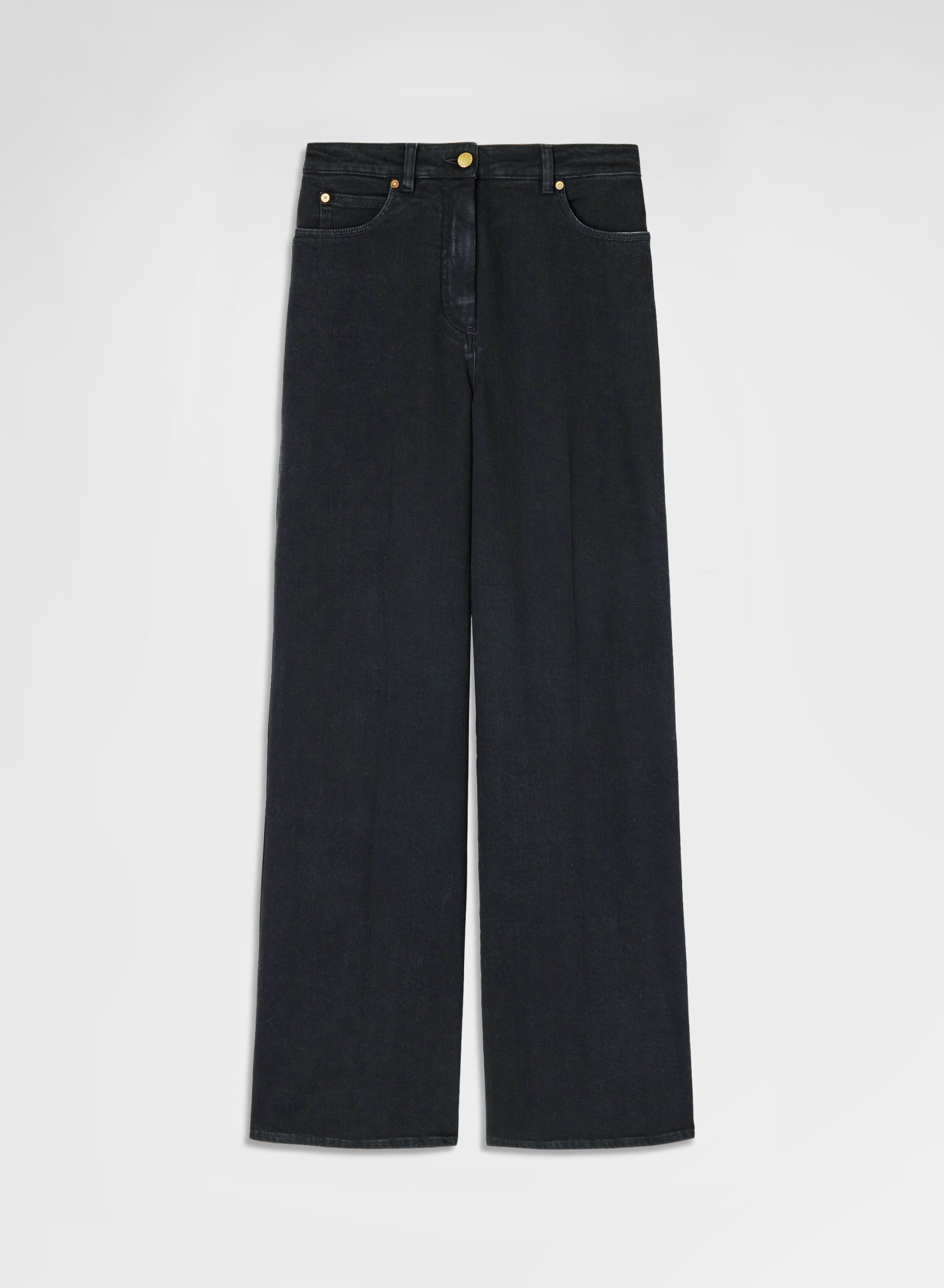 COTTON CASHMERE DENIM HIGH WAISTED JEANS BLACK