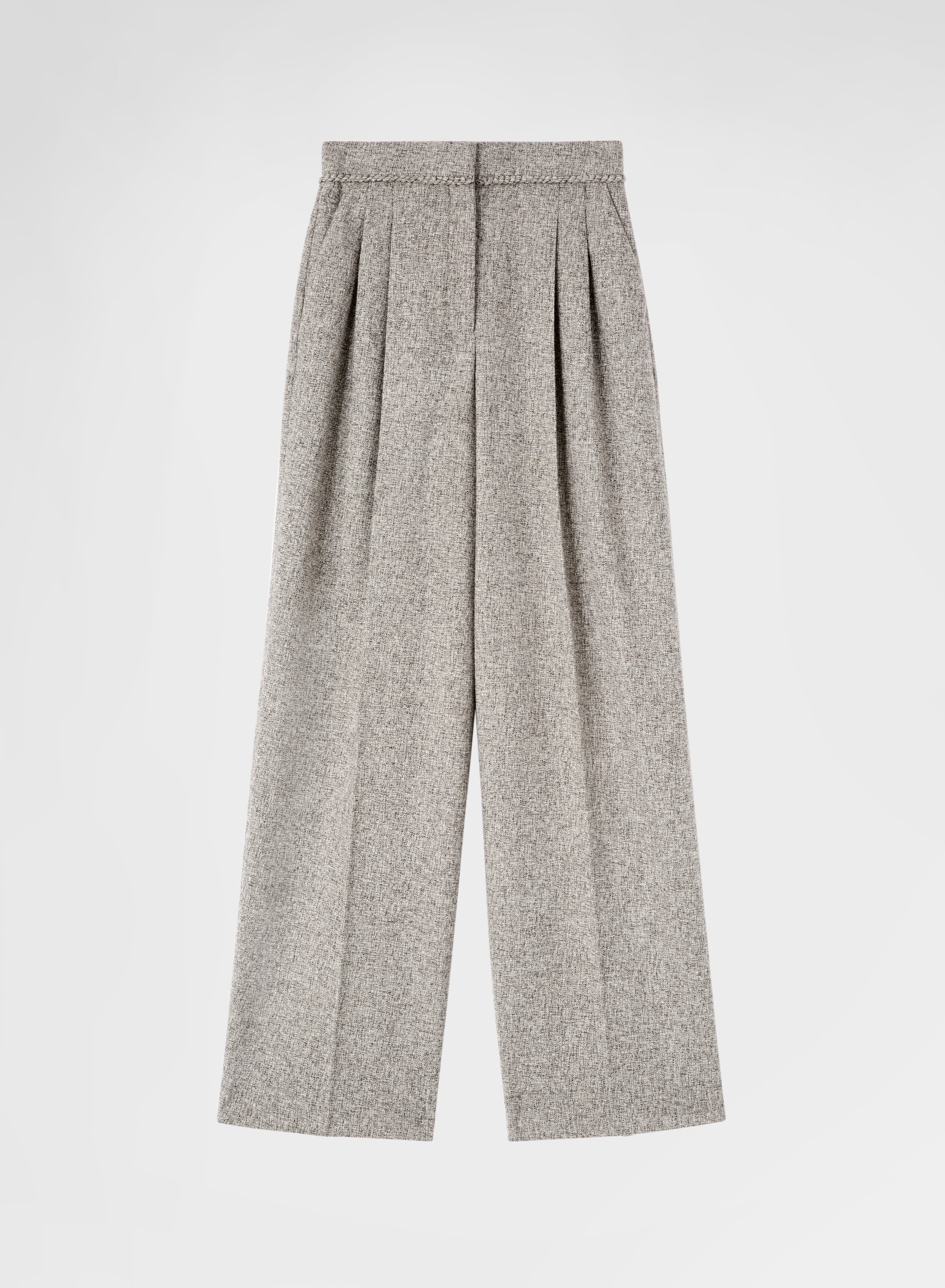 HEAVY MOULINE WOOL WIDE DOUBLE PLEAT TROUSERS
