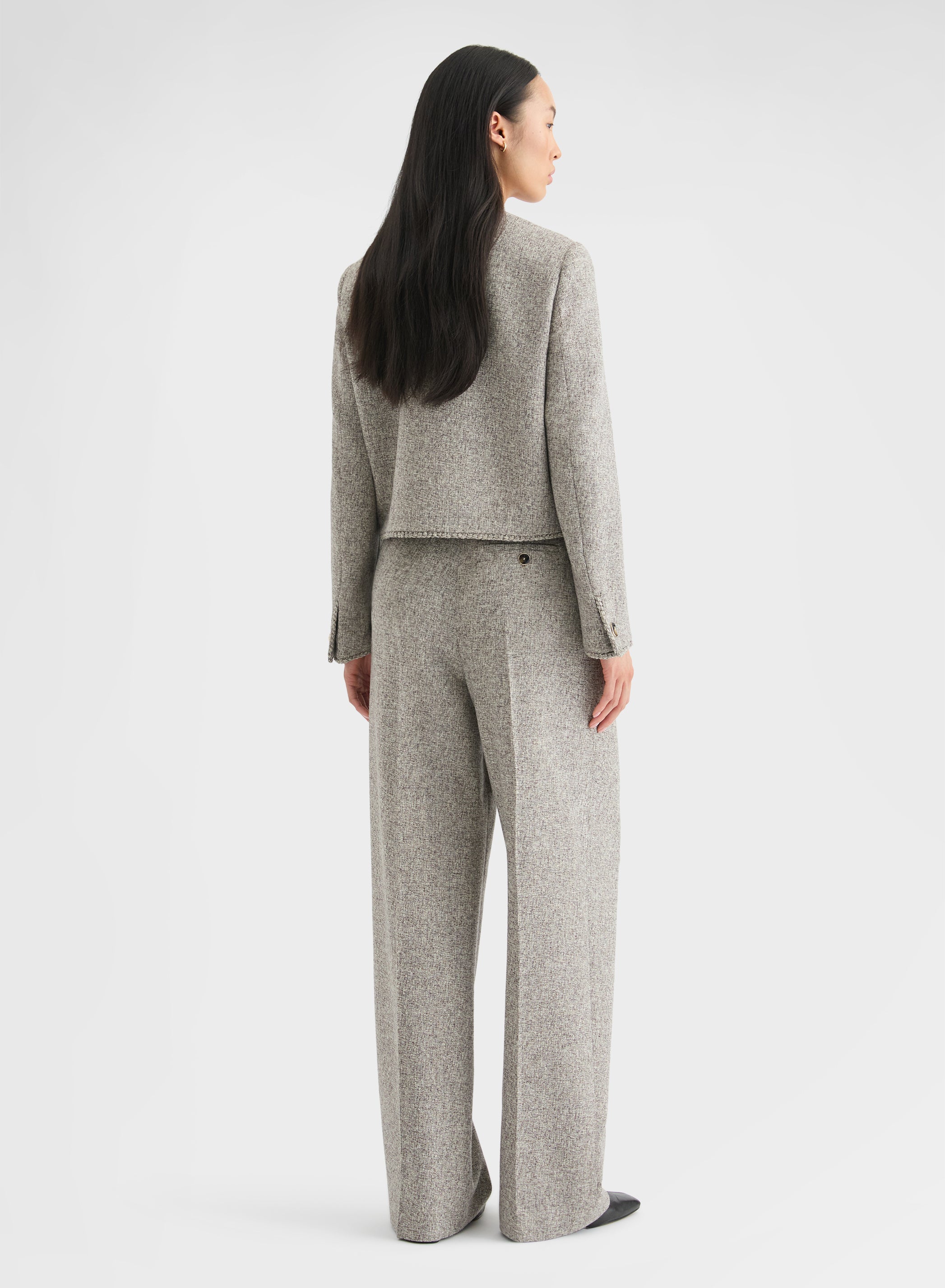 HEAVY MOULINE WOOL WIDE DOUBLE PLEAT TROUSERS