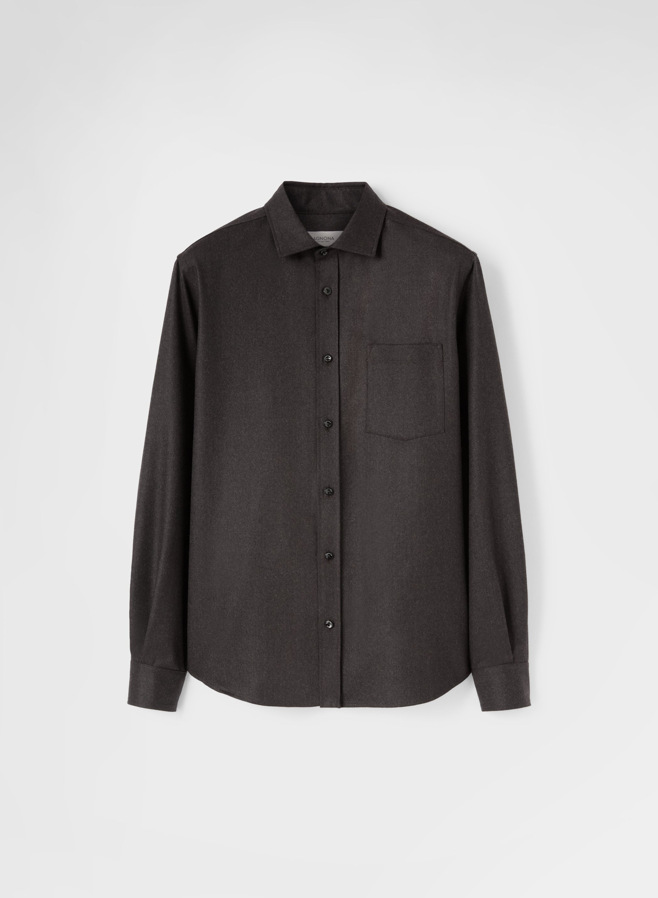 WOOL FLANNEL ONE POCKET SHIRT EBONY