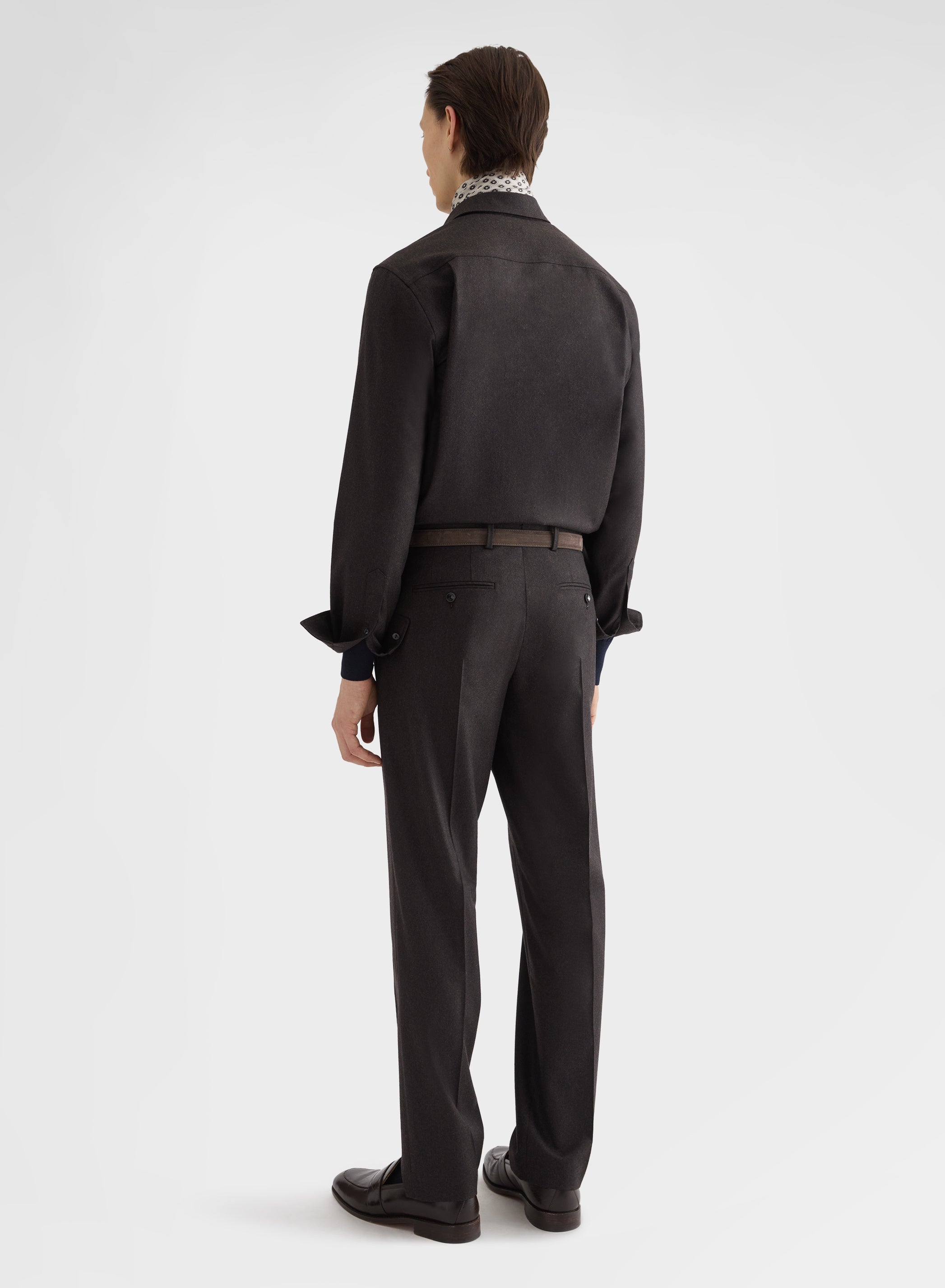 WOOL FLANNEL ONE POCKET SHIRT EBONY