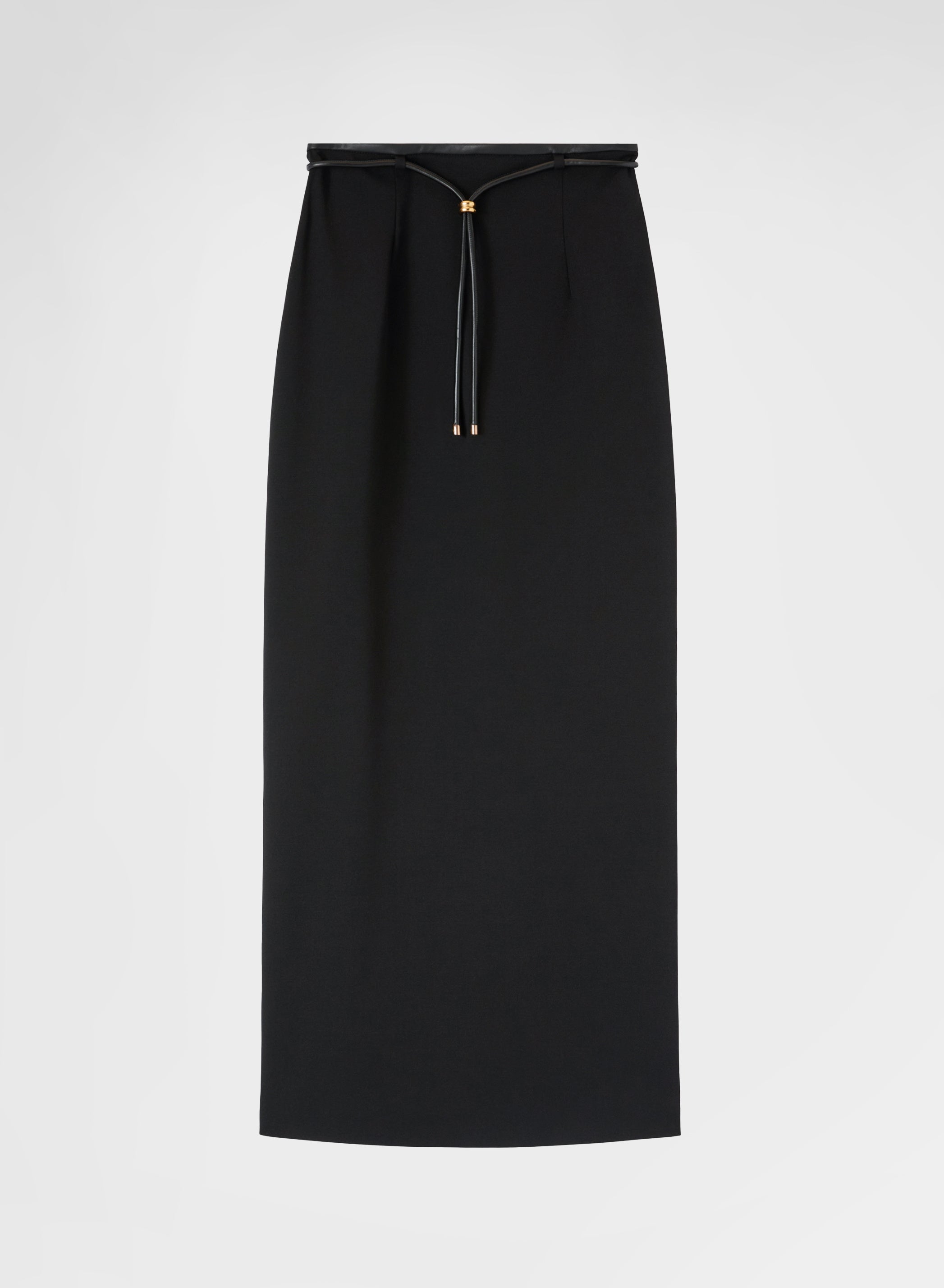 FLUID WOOL HIGH WAISTED STRAIGHT SKIRT BLACK