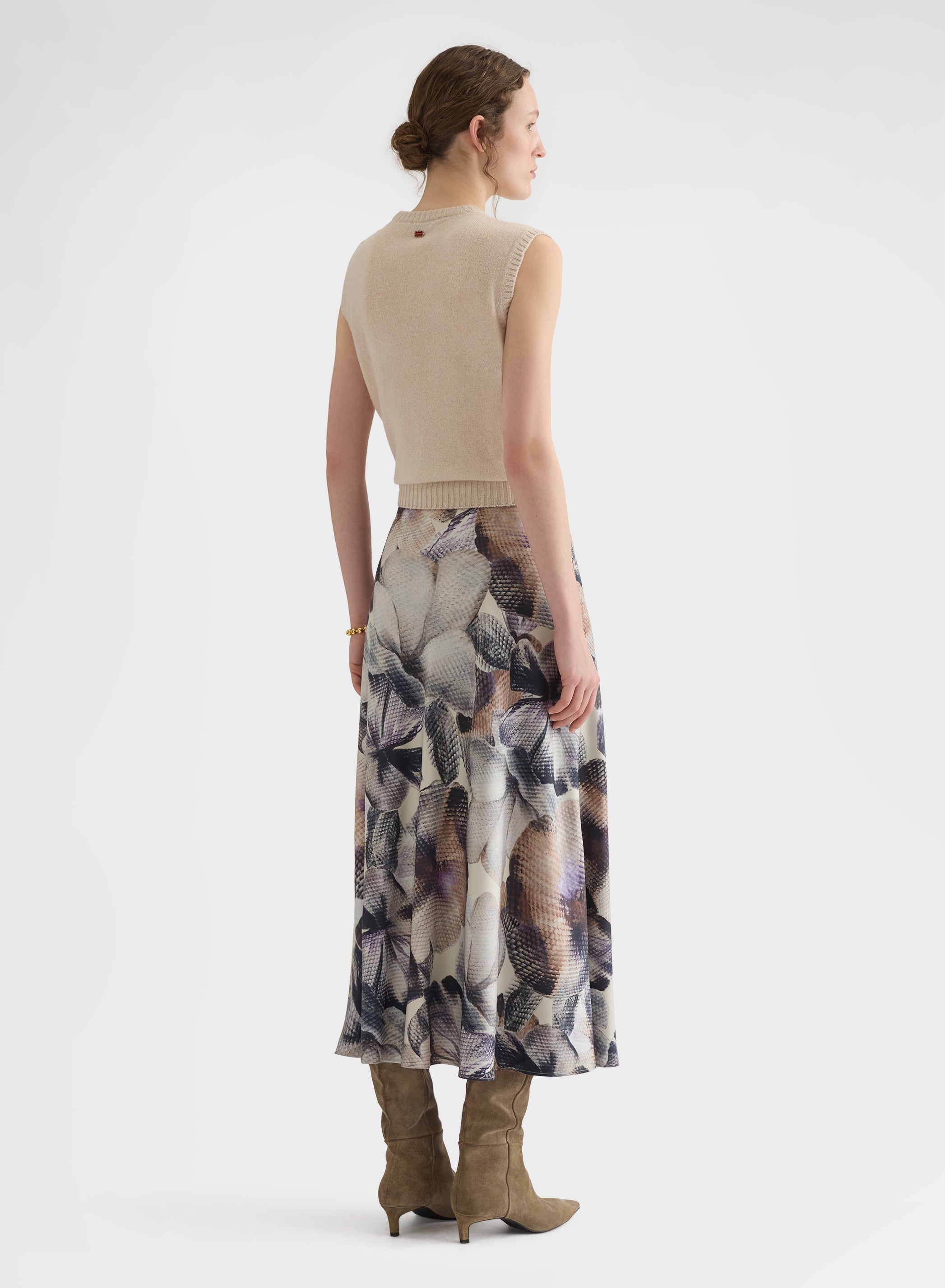 SOFT FLOWERS PRINT MIDI BIAS SKIRT