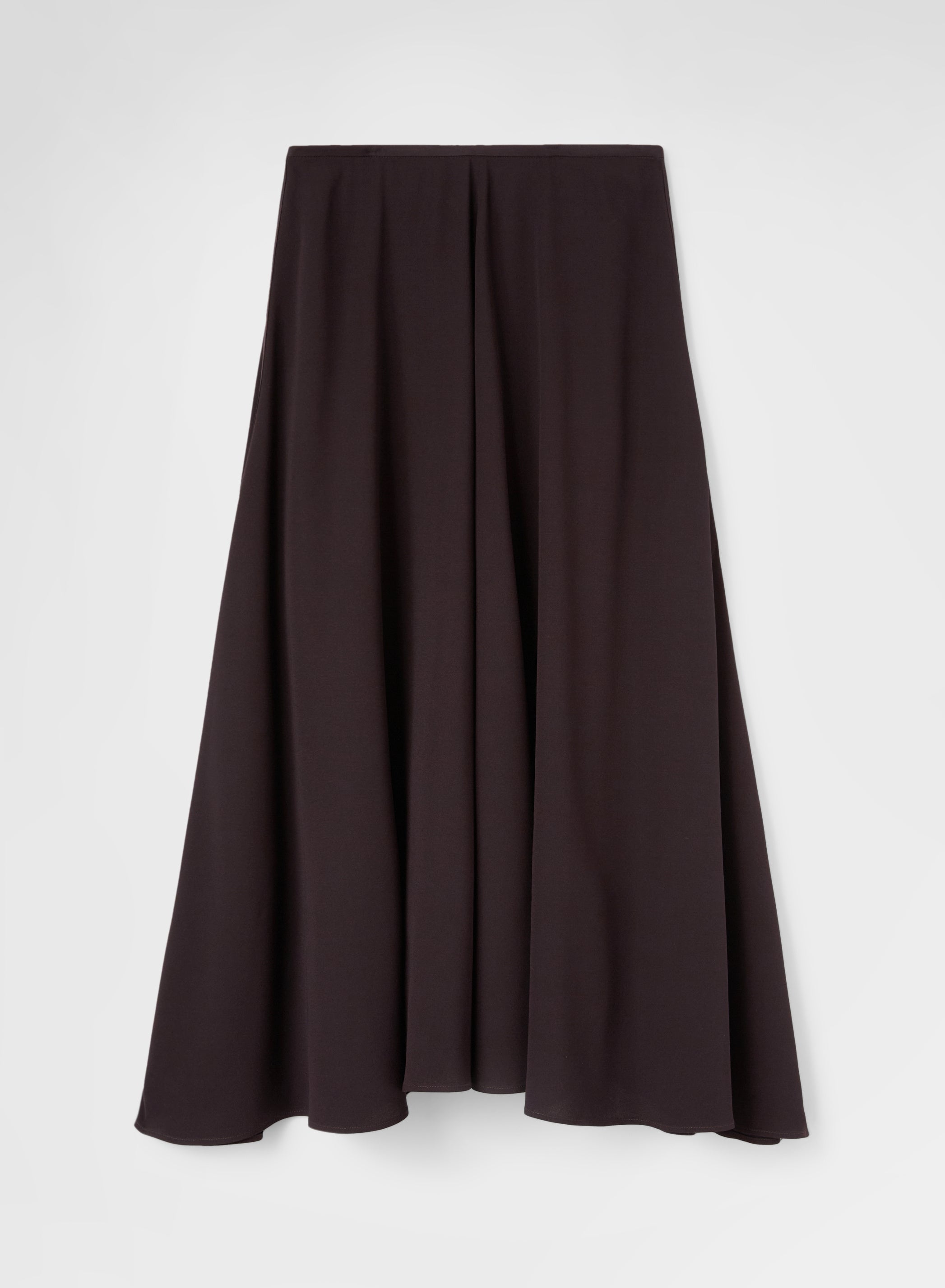 MATT SILK BLEND HIGH WAISTED WIDE MIDI SKIRT EBONY