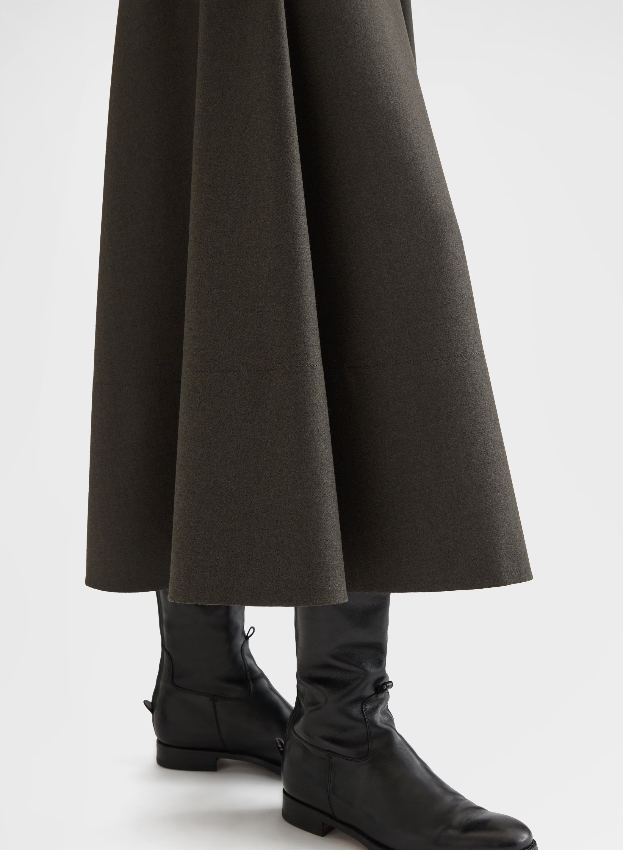 LIGHT WOOL FLANNEL WIDE MIDI SKIRT