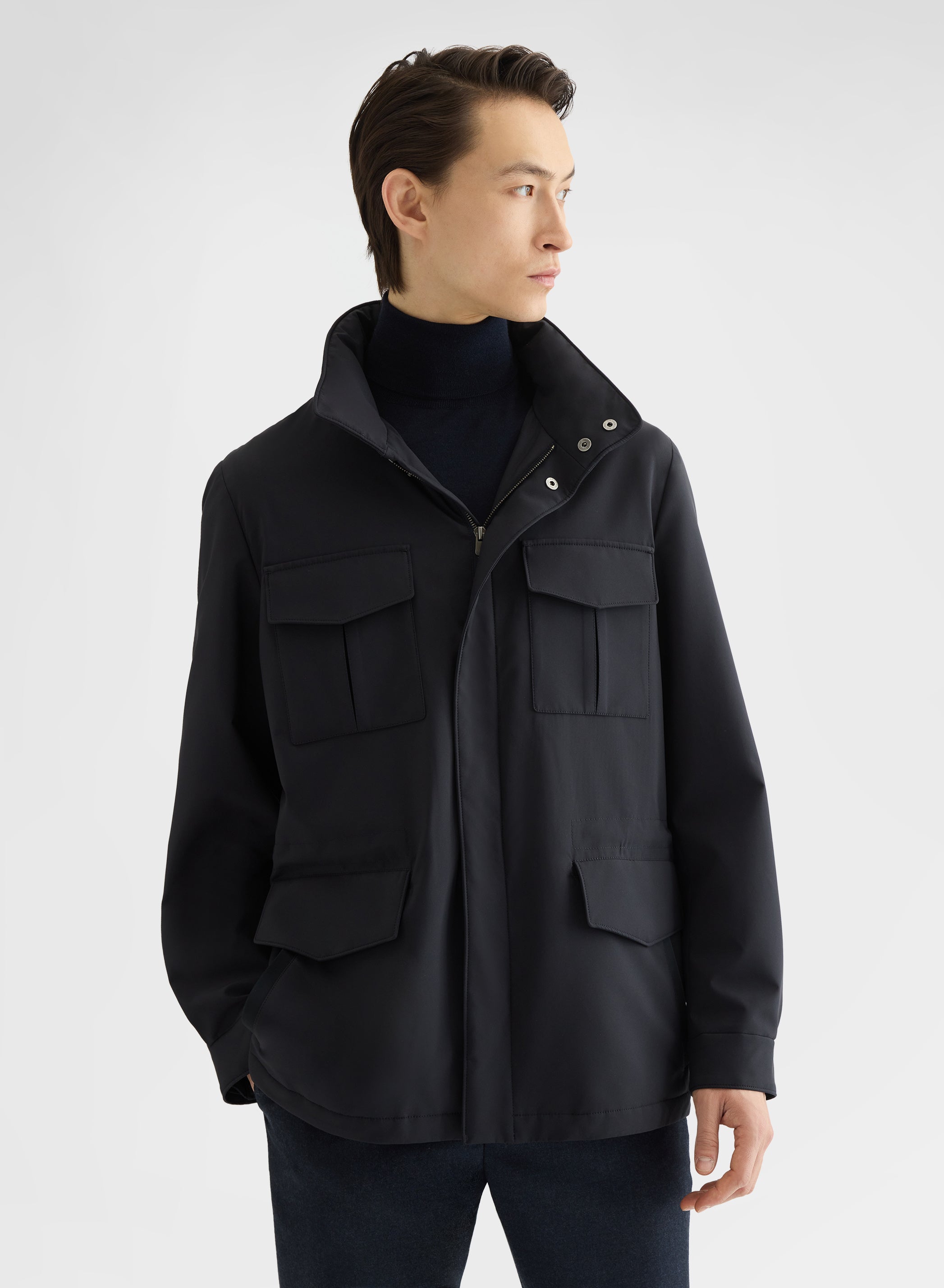 NYLON TECH TWILL FIELD JACKET NAVY