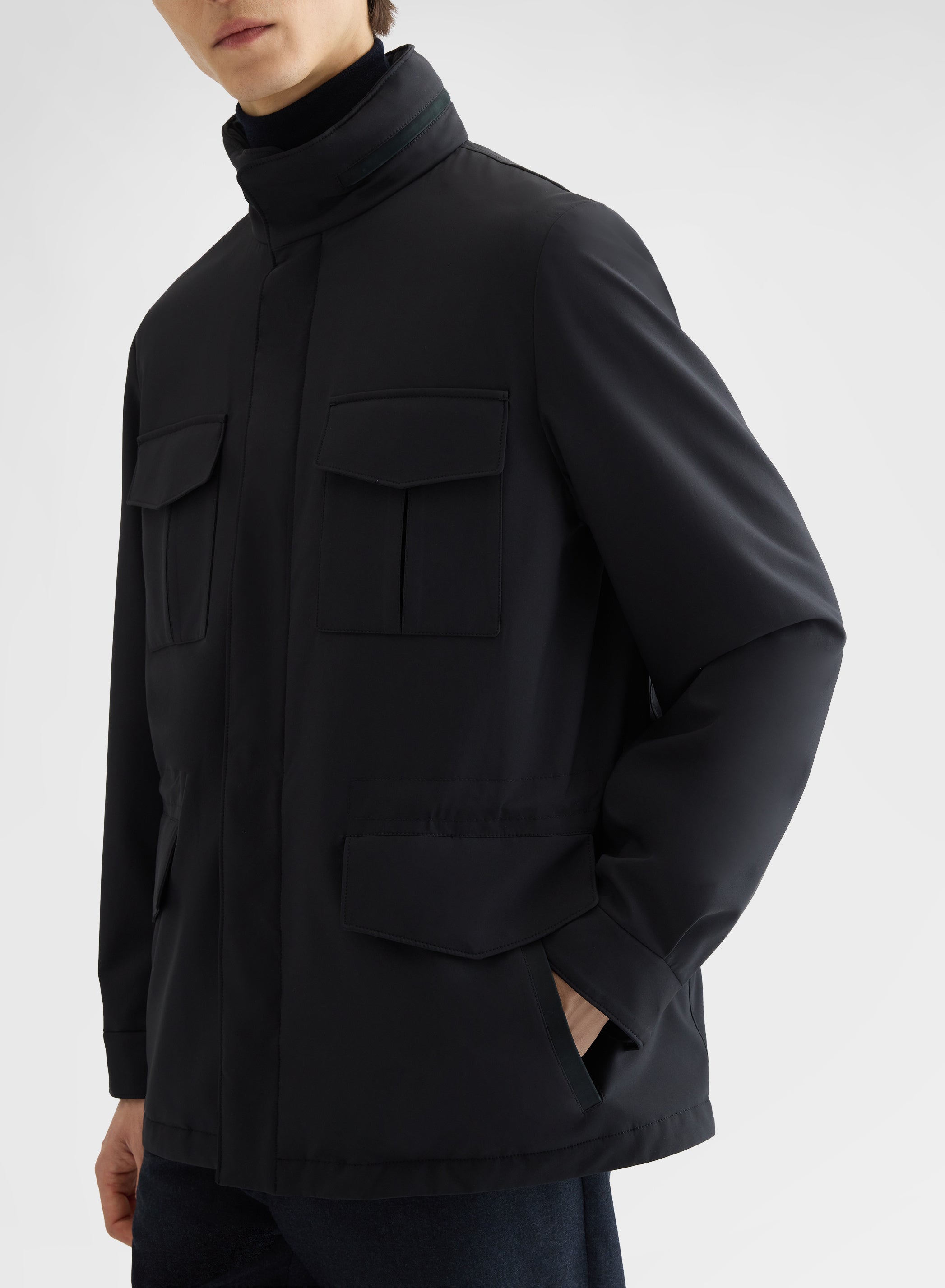 NYLON TECH TWILL FIELD JACKET NAVY