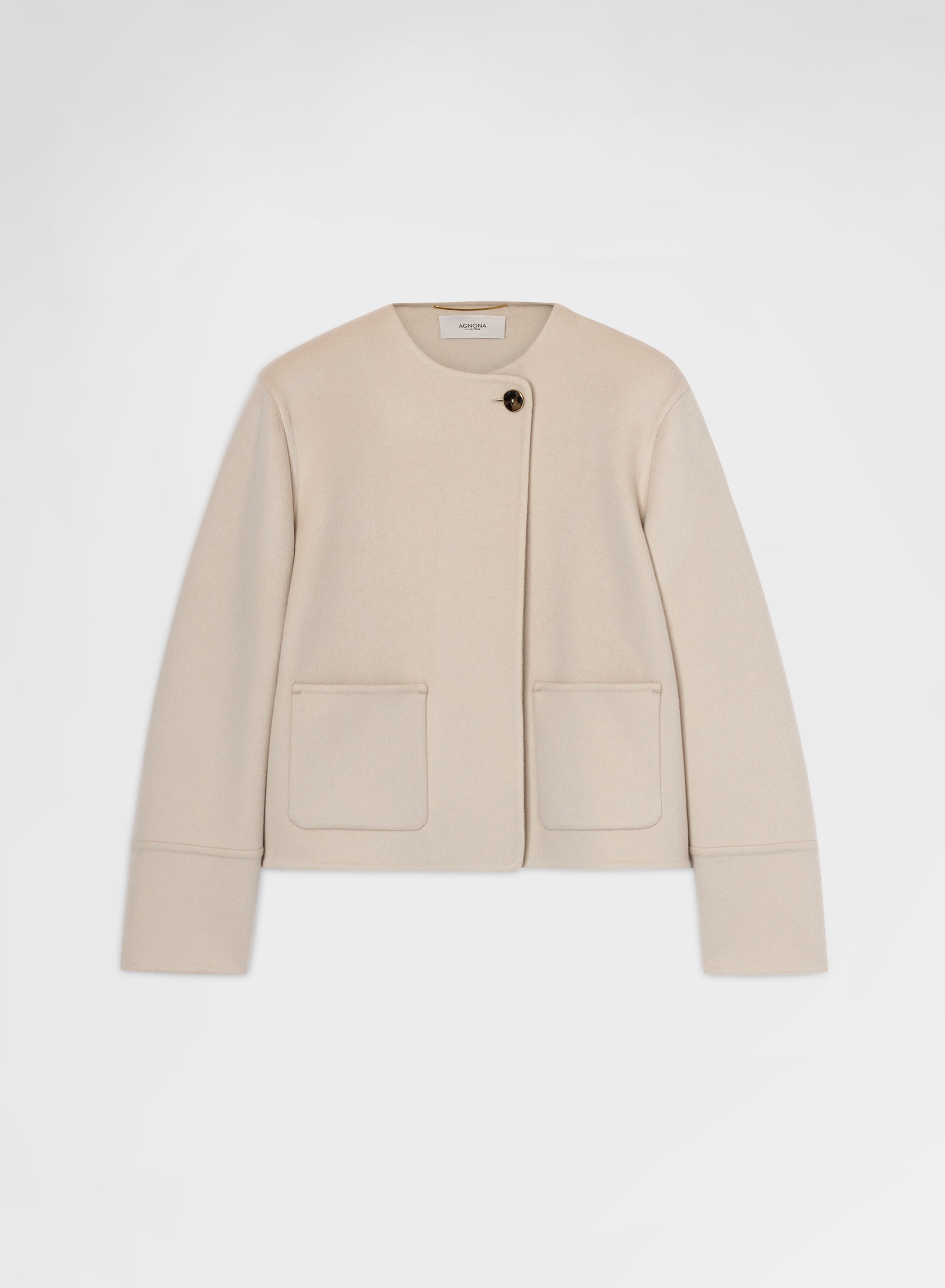 CASHMERE DOUBLE FACE CROPPED JACKET GREIGE