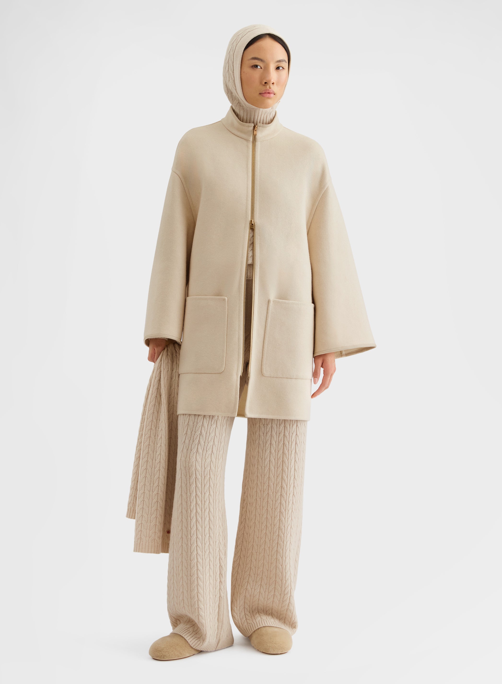 B-JERSEY DOUBLE FACE HIGH NECK COAT