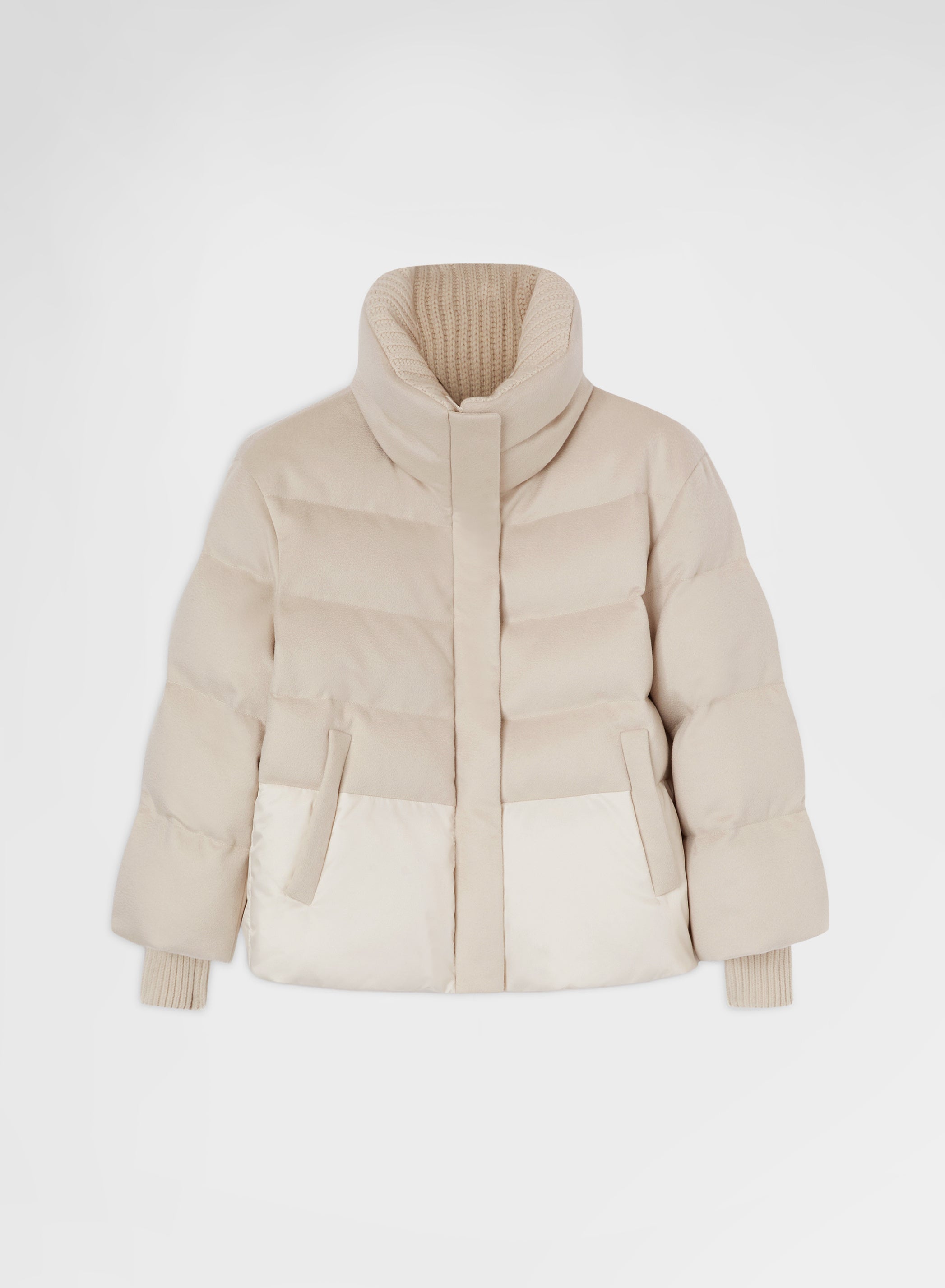 CASHMERE DRAP PUFFER JACKET GREIGE