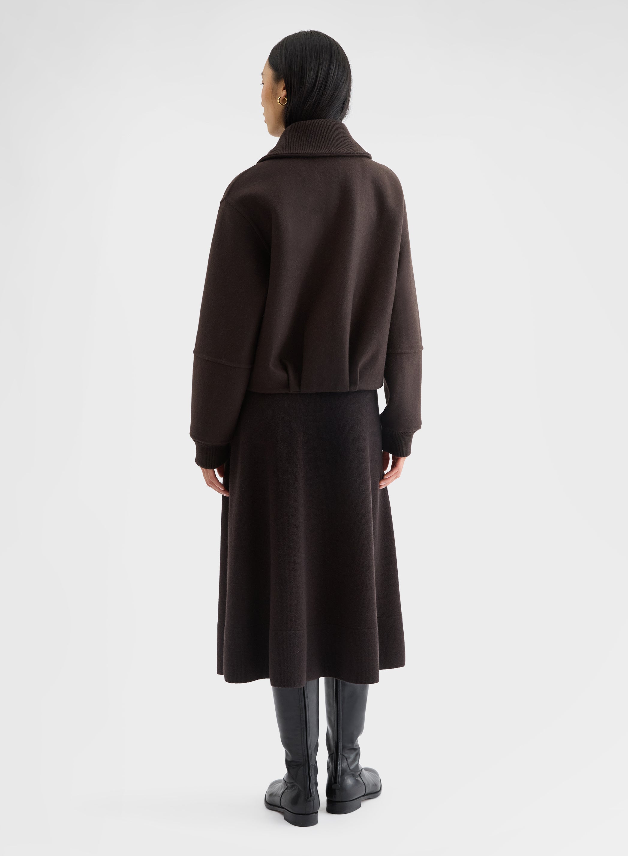 CROPPED BOMBER B-JERSEY DOUBLE FACE CHOCOLATE