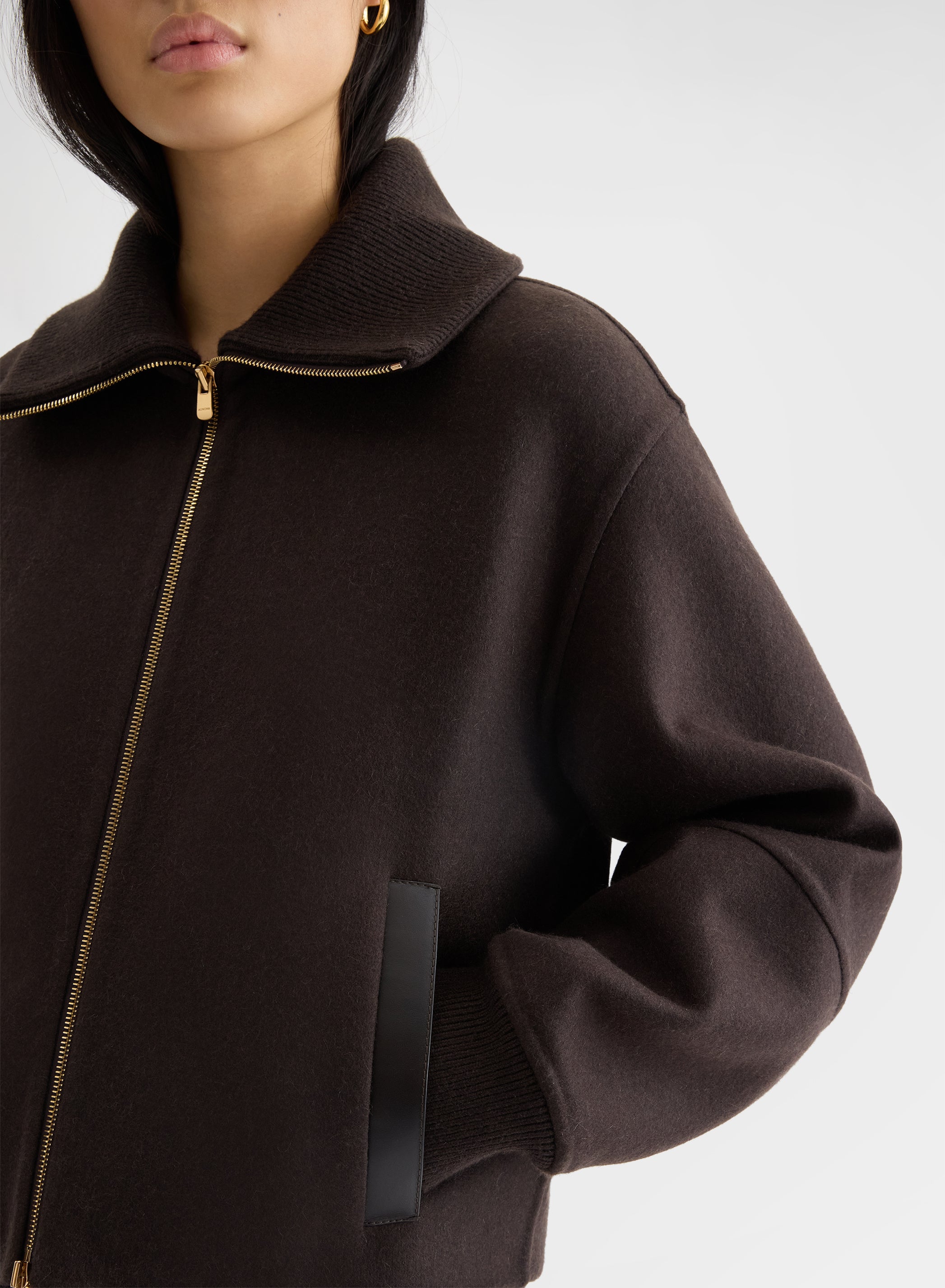 CROPPED BOMBER B-JERSEY DOUBLE FACE CHOCOLATE