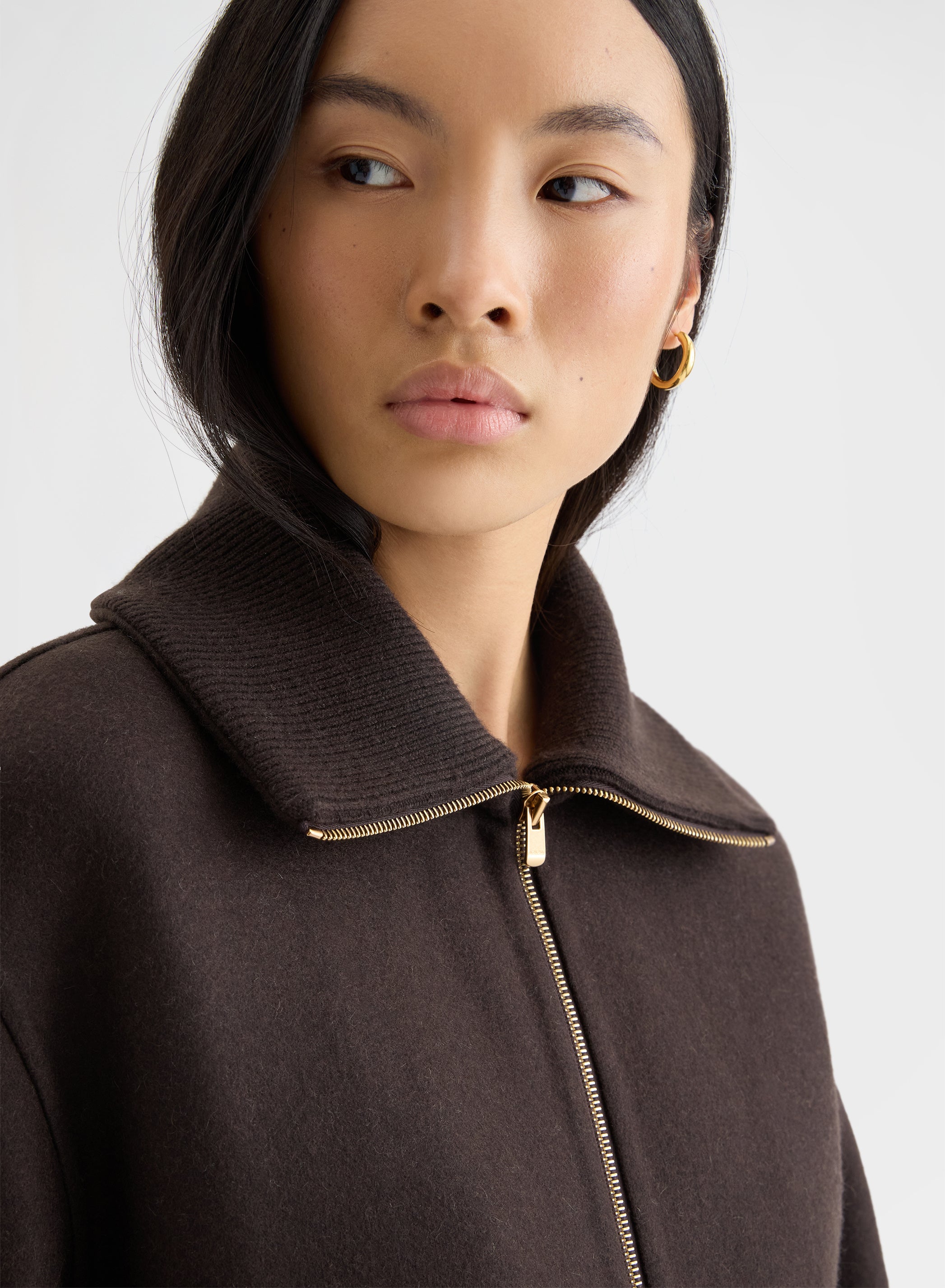 CROPPED BOMBER B-JERSEY DOUBLE FACE CHOCOLATE