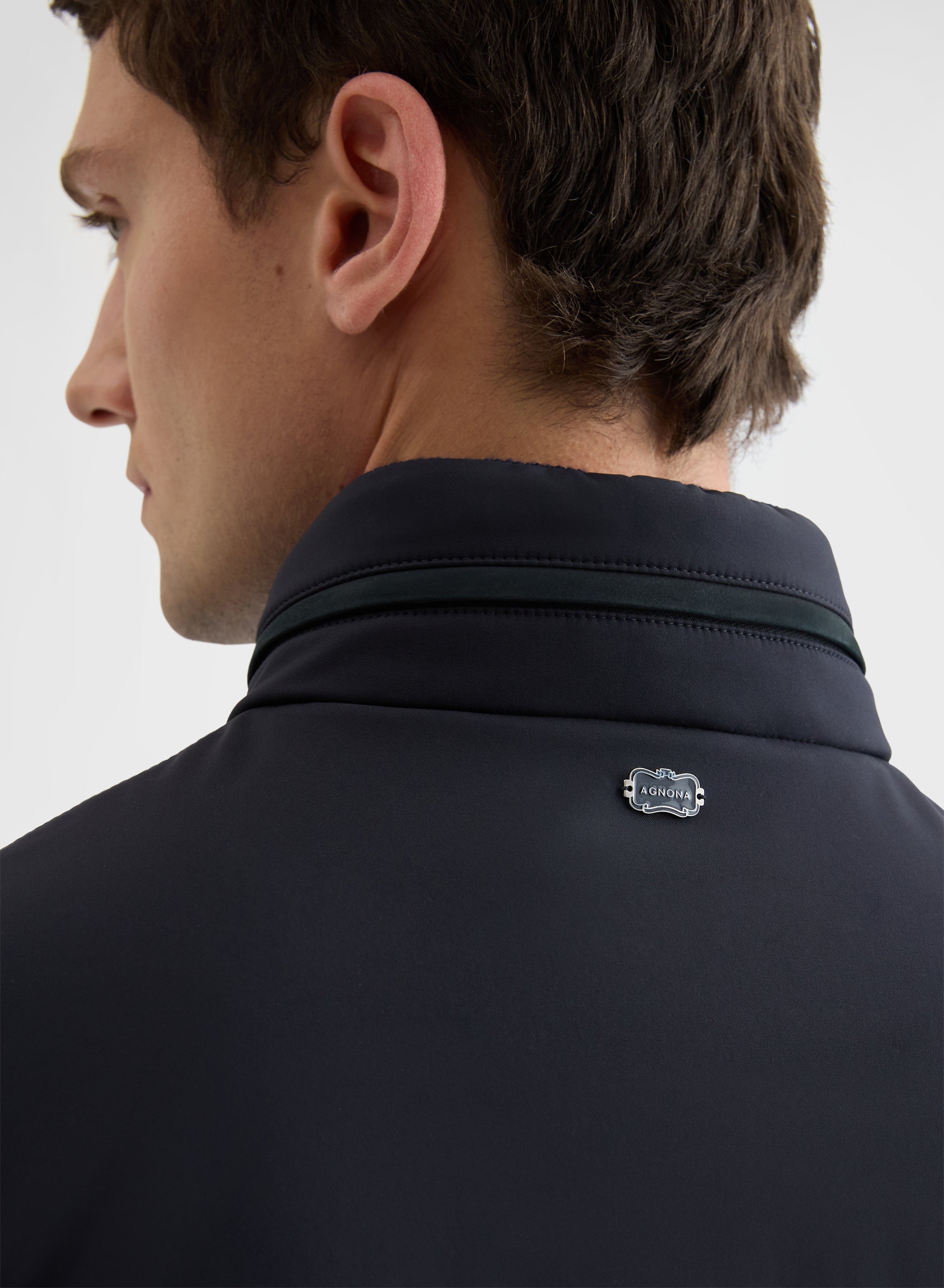 NYLON TECH TWILL HIGH NECK JACKET NAVY
