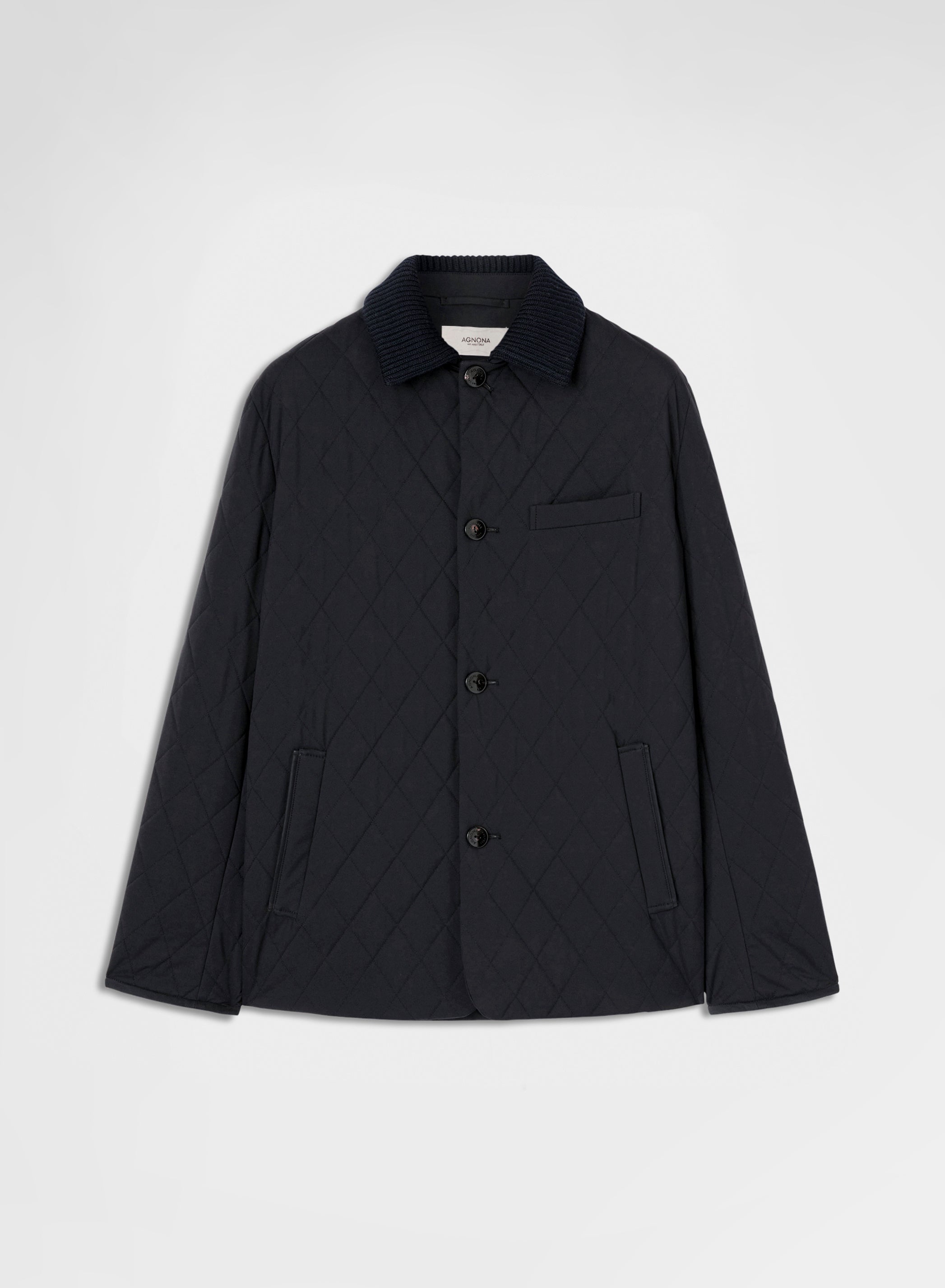 NYLON TECH TWILL QUILTED JACKET NAVY