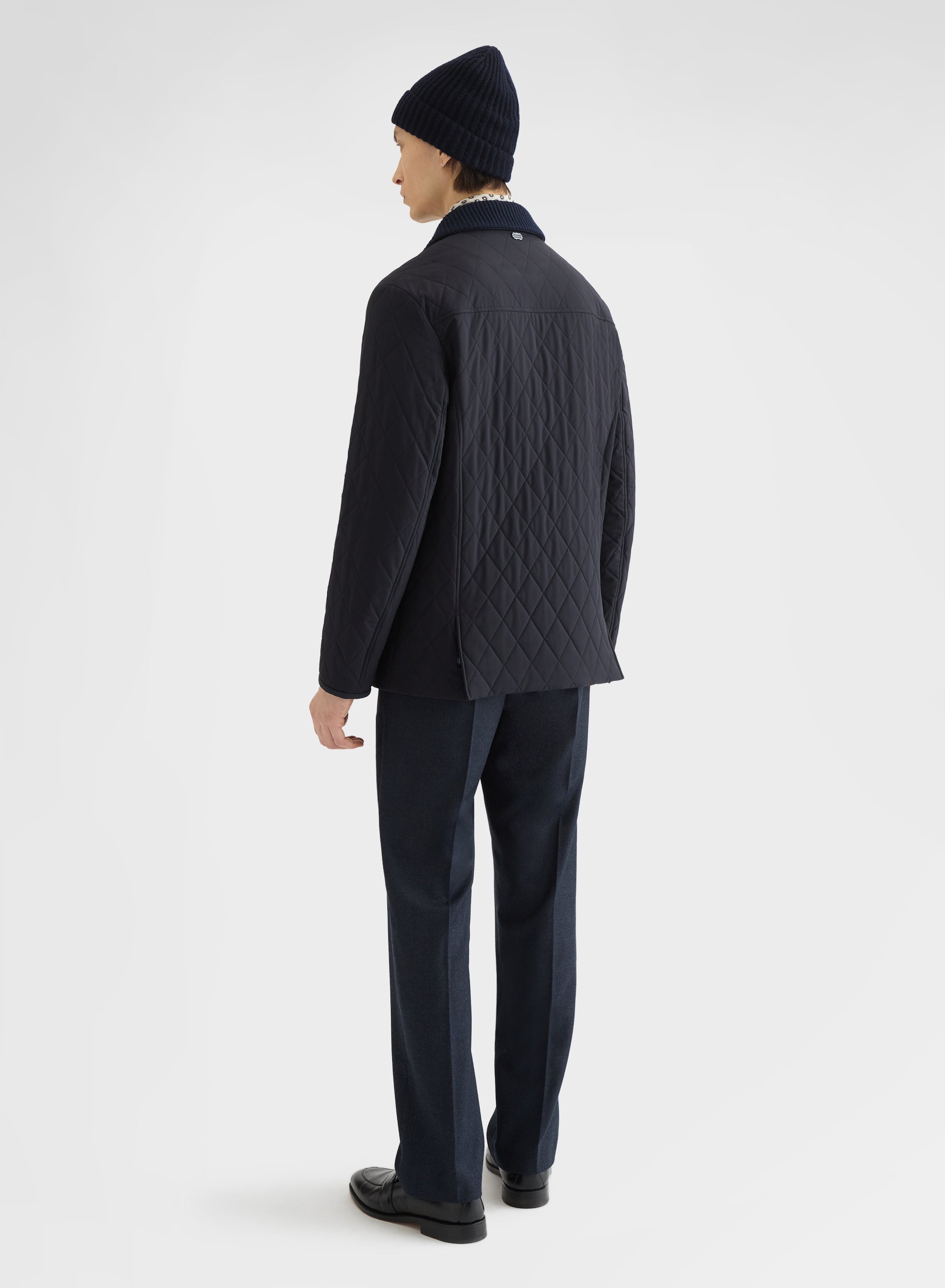 NYLON TECH TWILL QUILTED JACKET NAVY