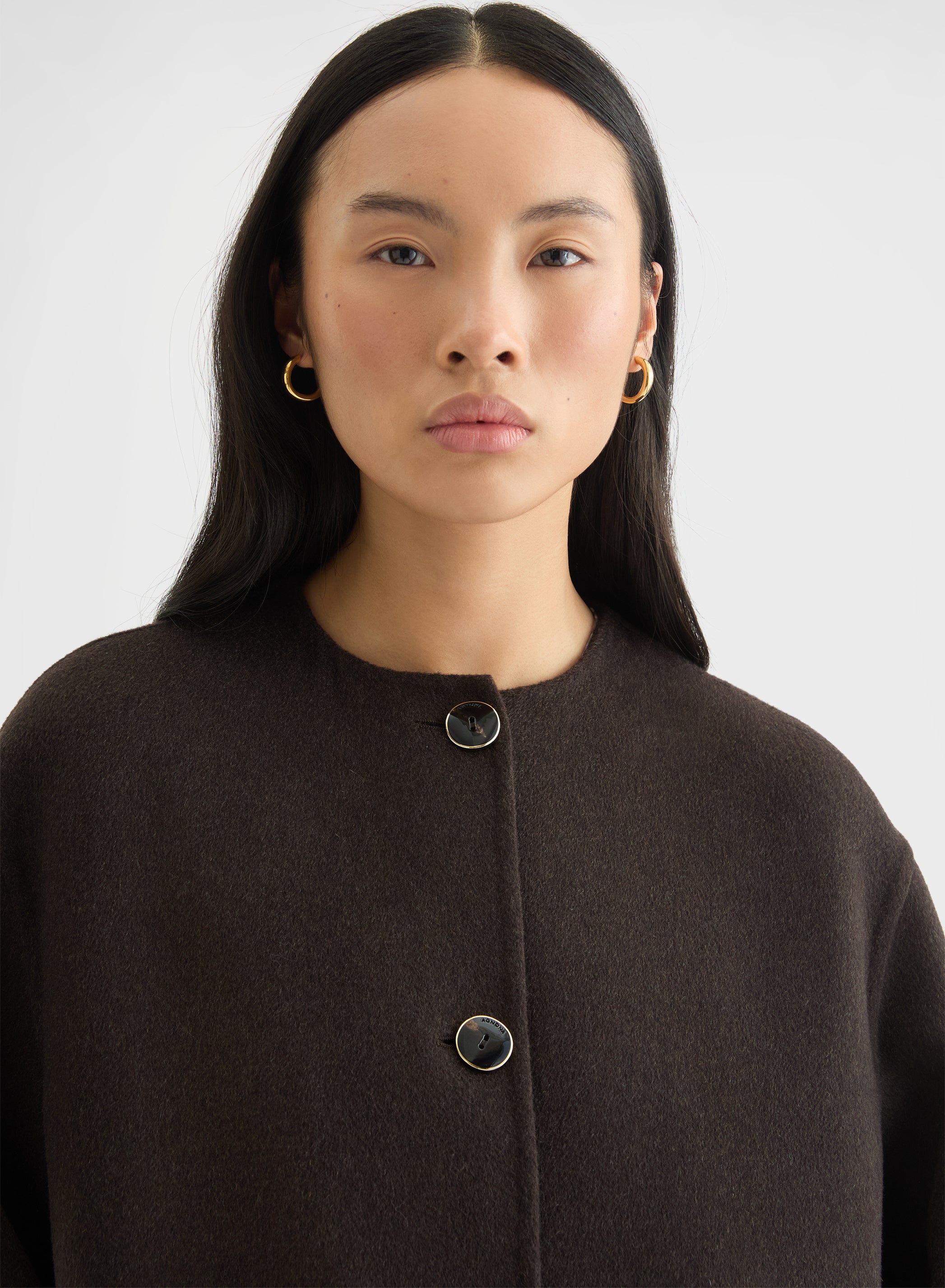 CASHMERE DOUBLE FACE ROUND NECK LONG COAT