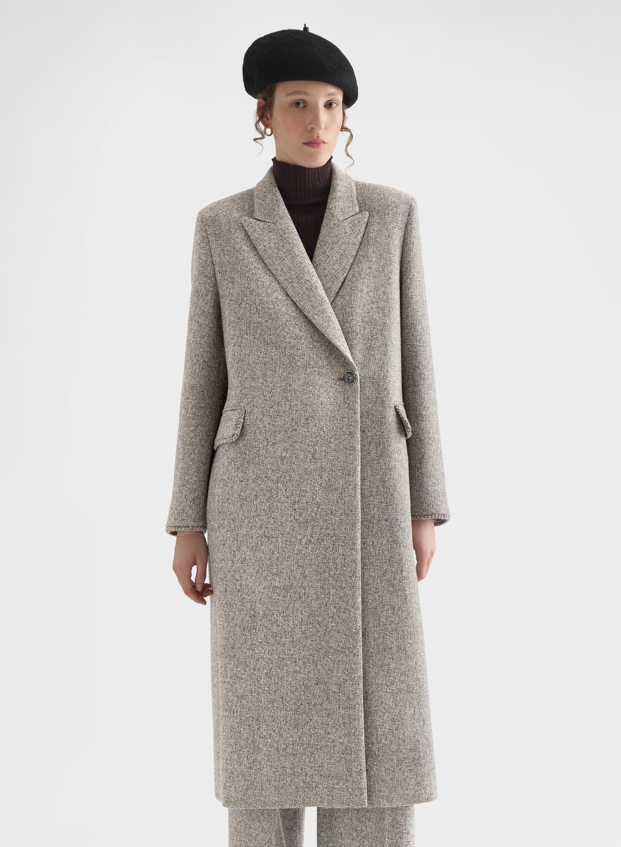 HEAVY MOULINE WOOL LONG COAT