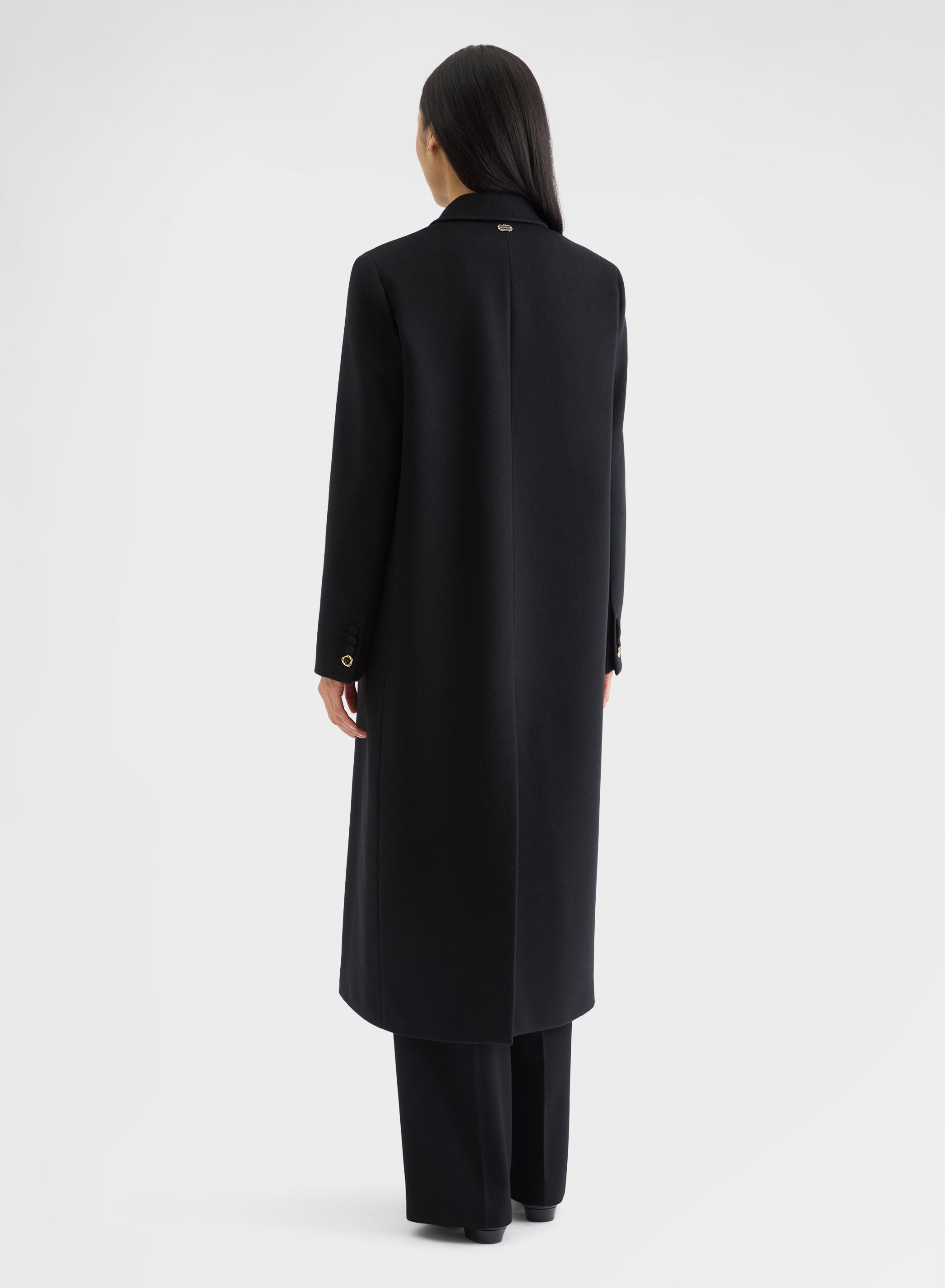 CASHMERE DRAP LONG COAT BLACK