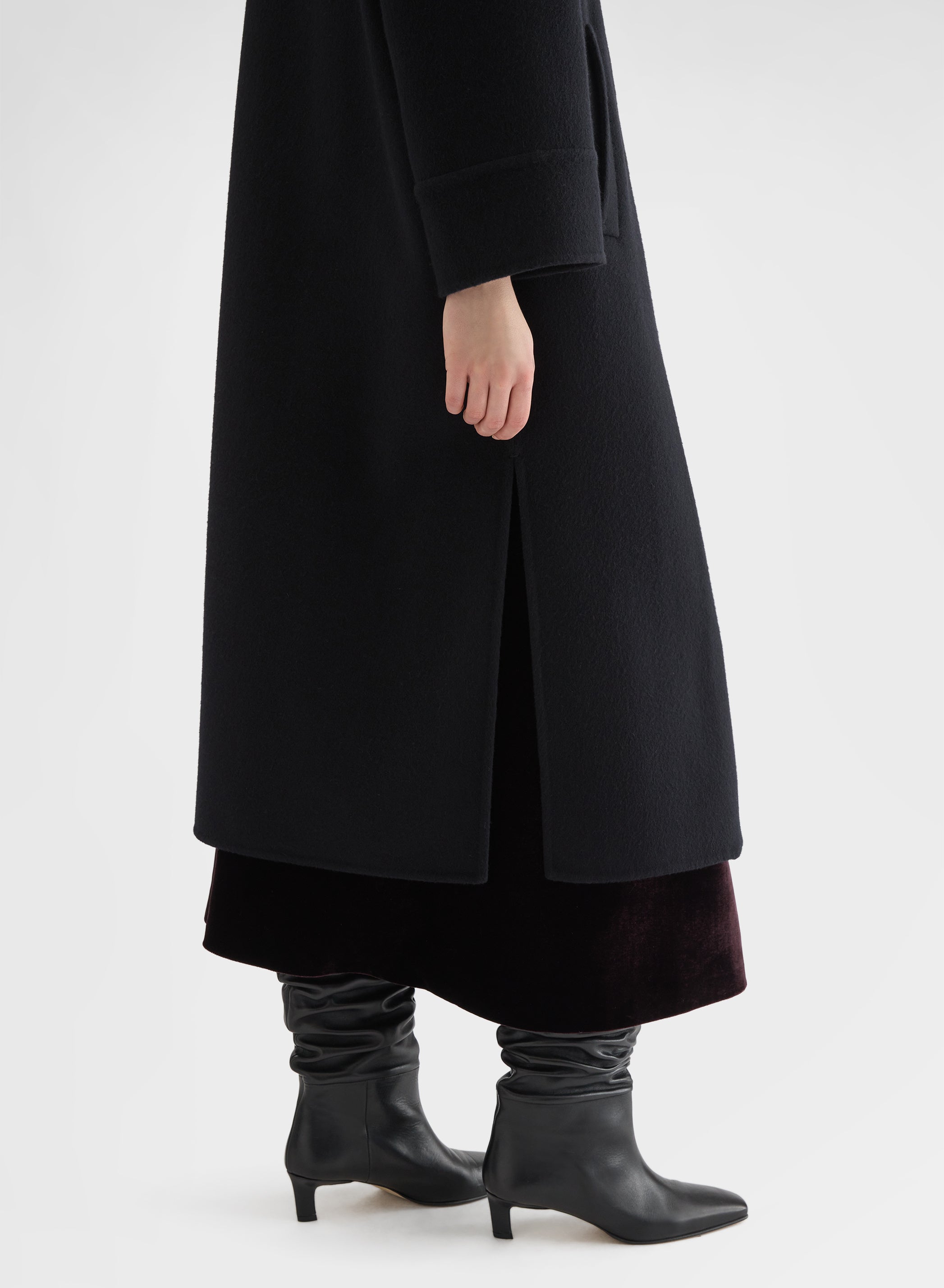 MATT CASHMERE DOUBLE FACE DOUBLE BREASTED COAT BLACK