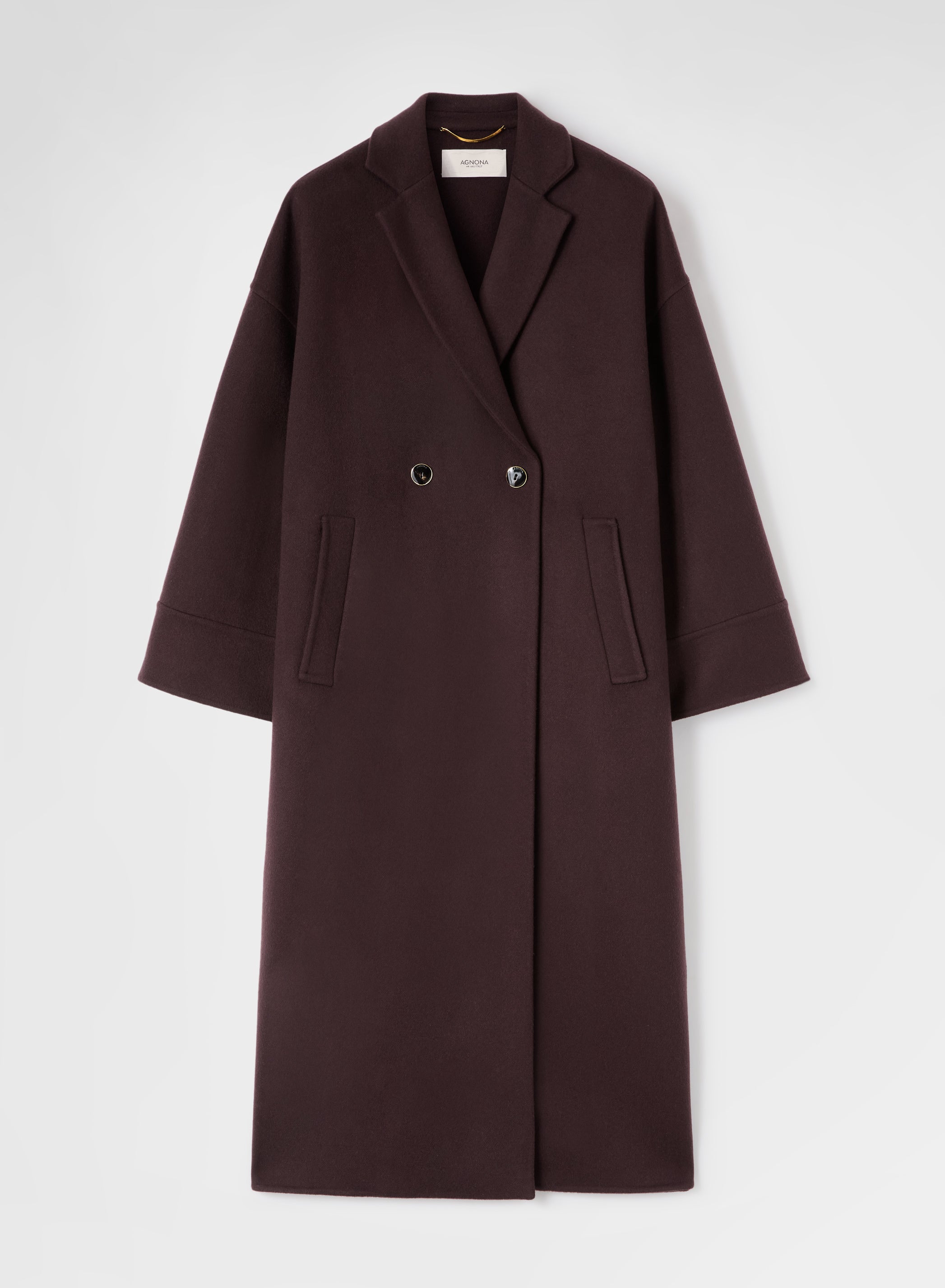 MATT CASHMERE DOUBLE FACE DOUBLE BREASTED COAT BURGUNDY