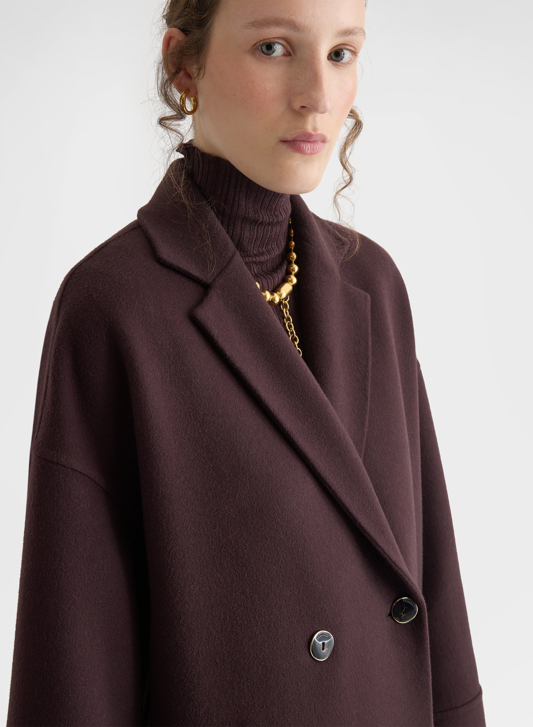 MATT CASHMERE DOUBLE FACE DOUBLE BREASTED COAT BURGUNDY