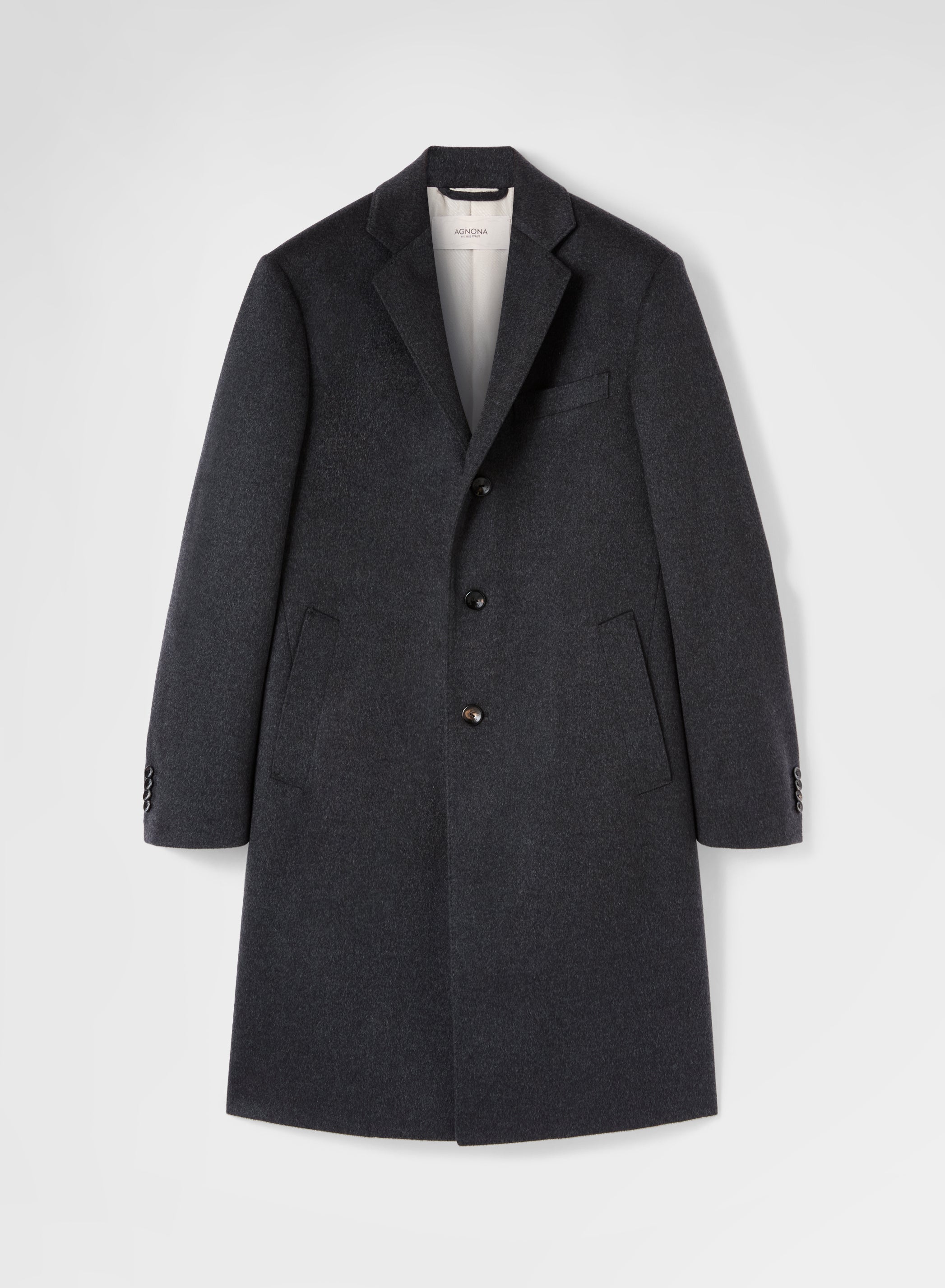CASHMERE DRAP SINGLE BREASTED COAT CHARCOAL