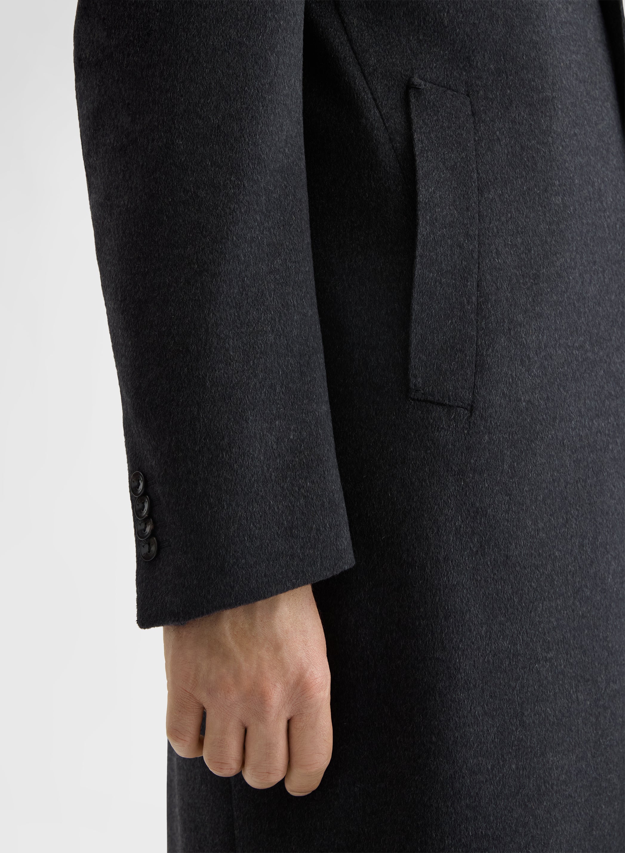 CASHMERE DRAP SINGLE BREASTED COAT CHARCOAL