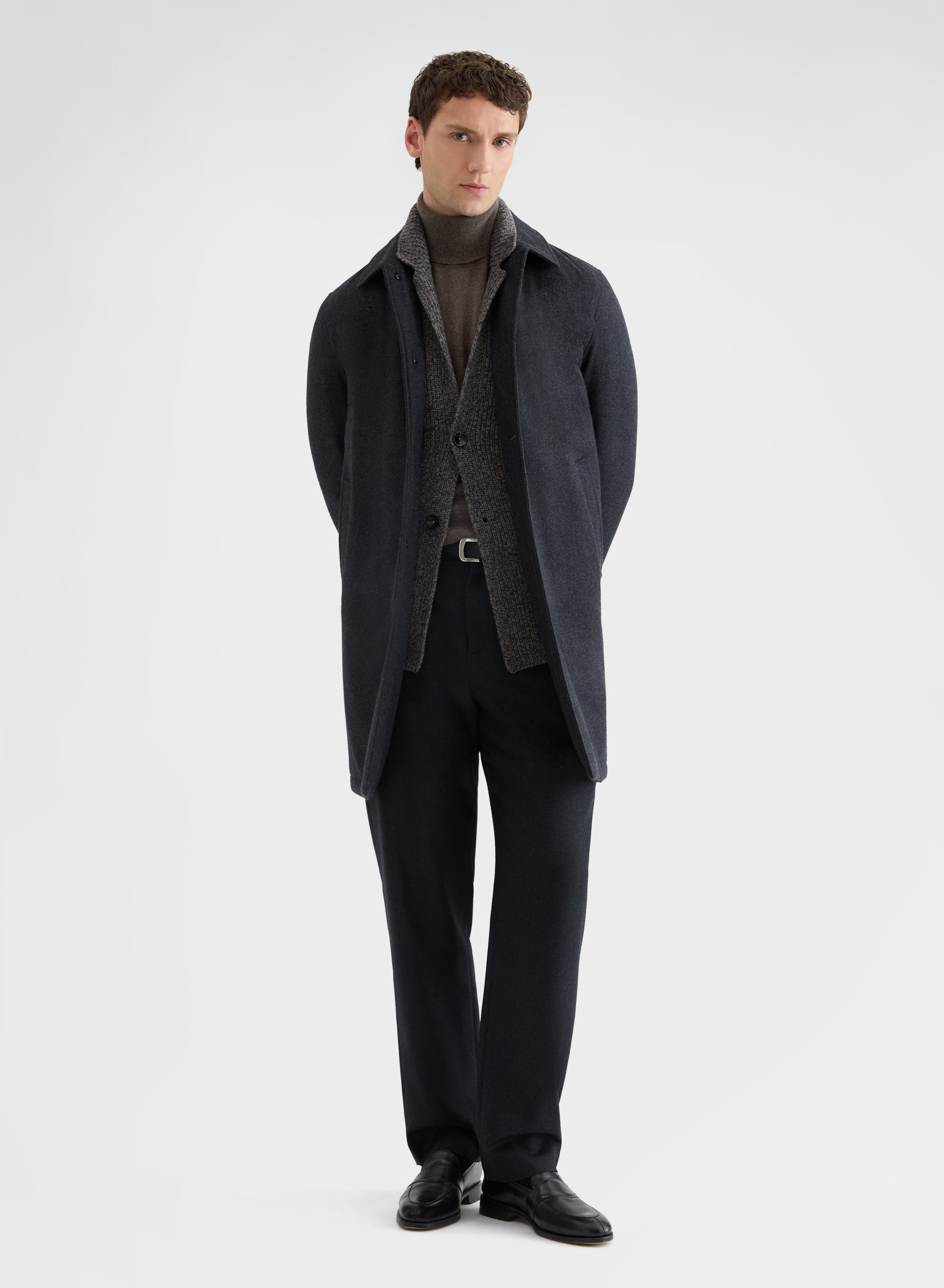 RAINWEAVER CASHMERE CAR COAT CHARCOAL