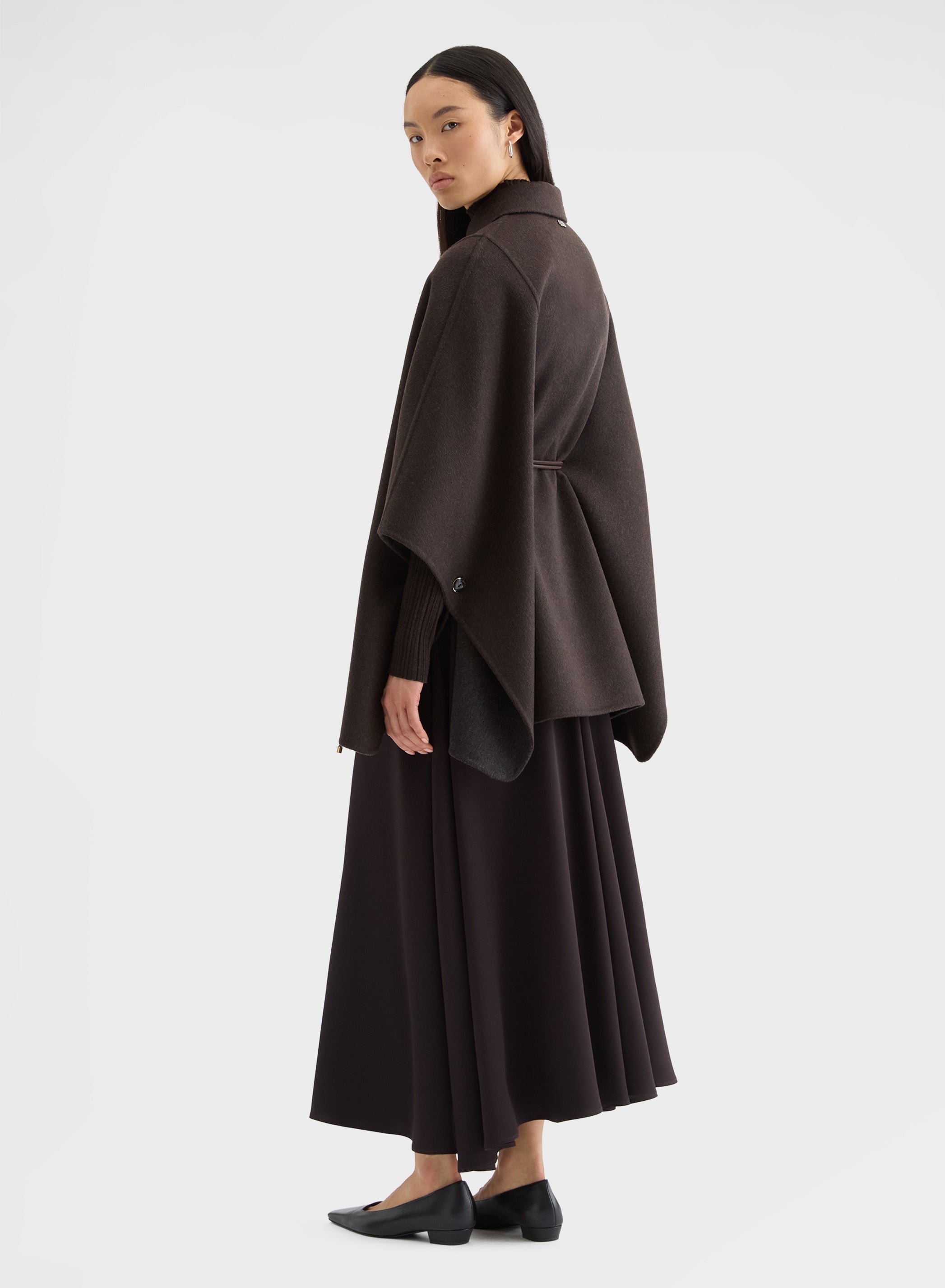 CASHMERE DOUBLE FACE BELTED CAPE