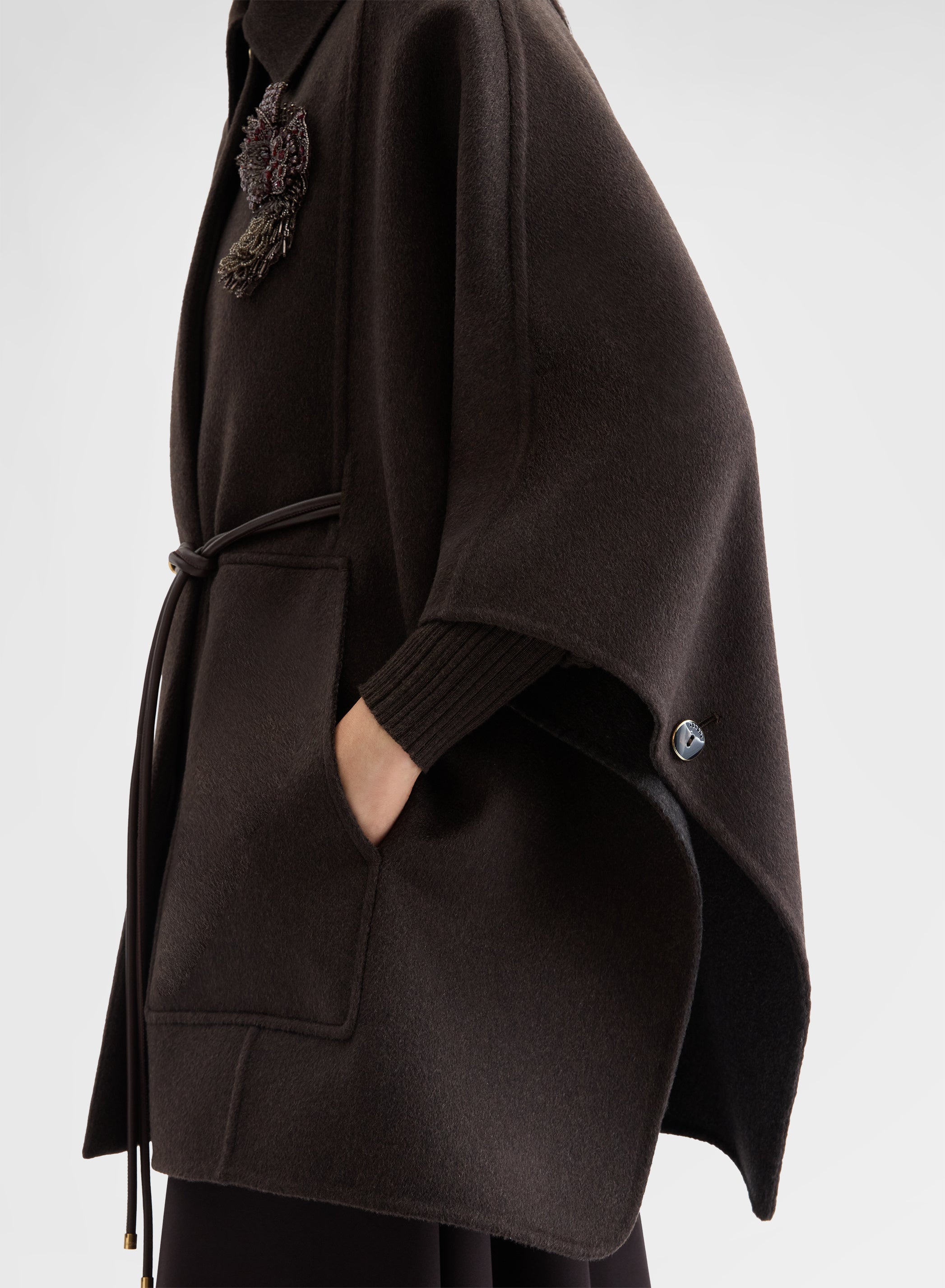 CASHMERE DOUBLE FACE BELTED CAPE