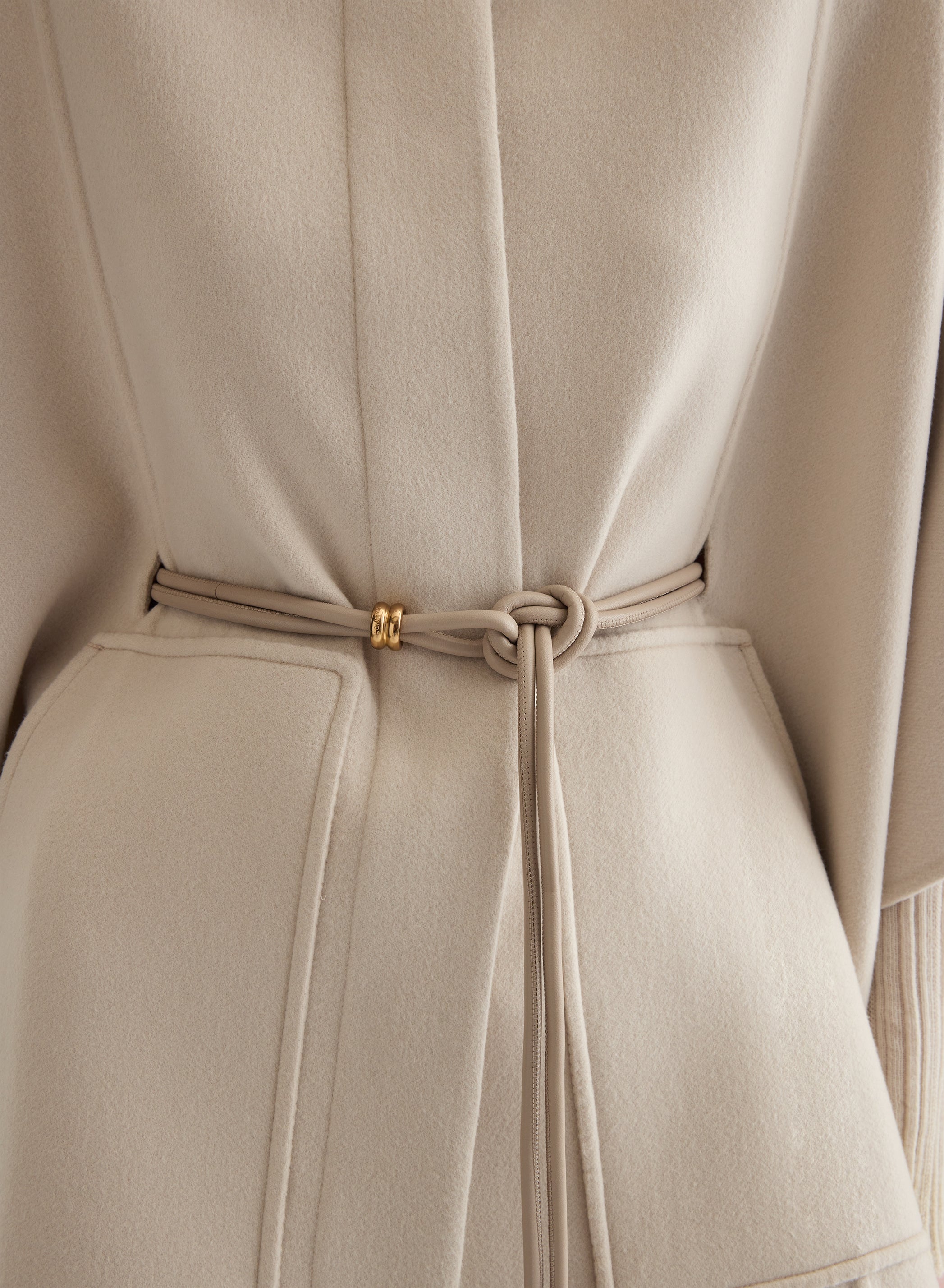 CASHMERE DOUBLE FACE BELTED CAPE GREIGE