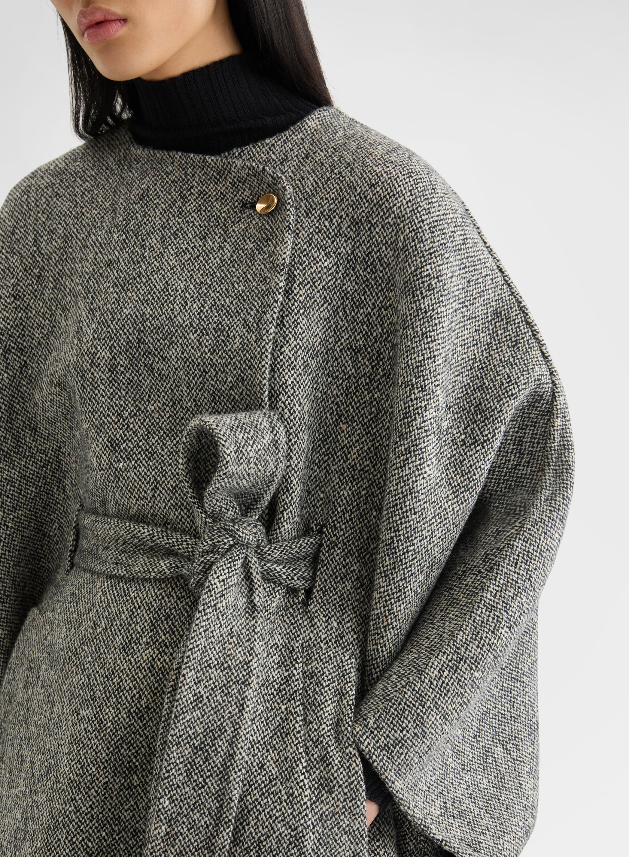 CASHMERE BLEND TWEED DOUBLE FACE CAPE CANVAS