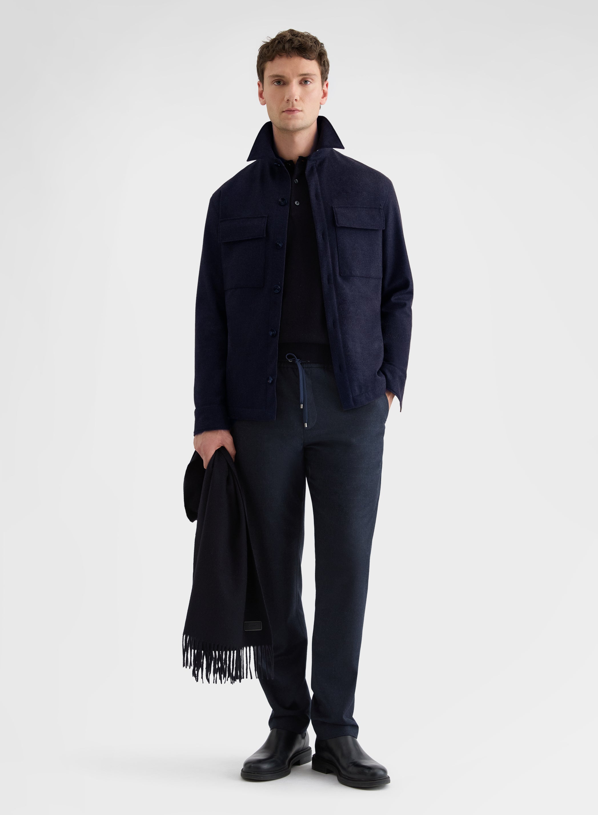 LIGHT CASHMERE MELANGE RAINWEAVER PADDED OVERSHIRT NIGHT
