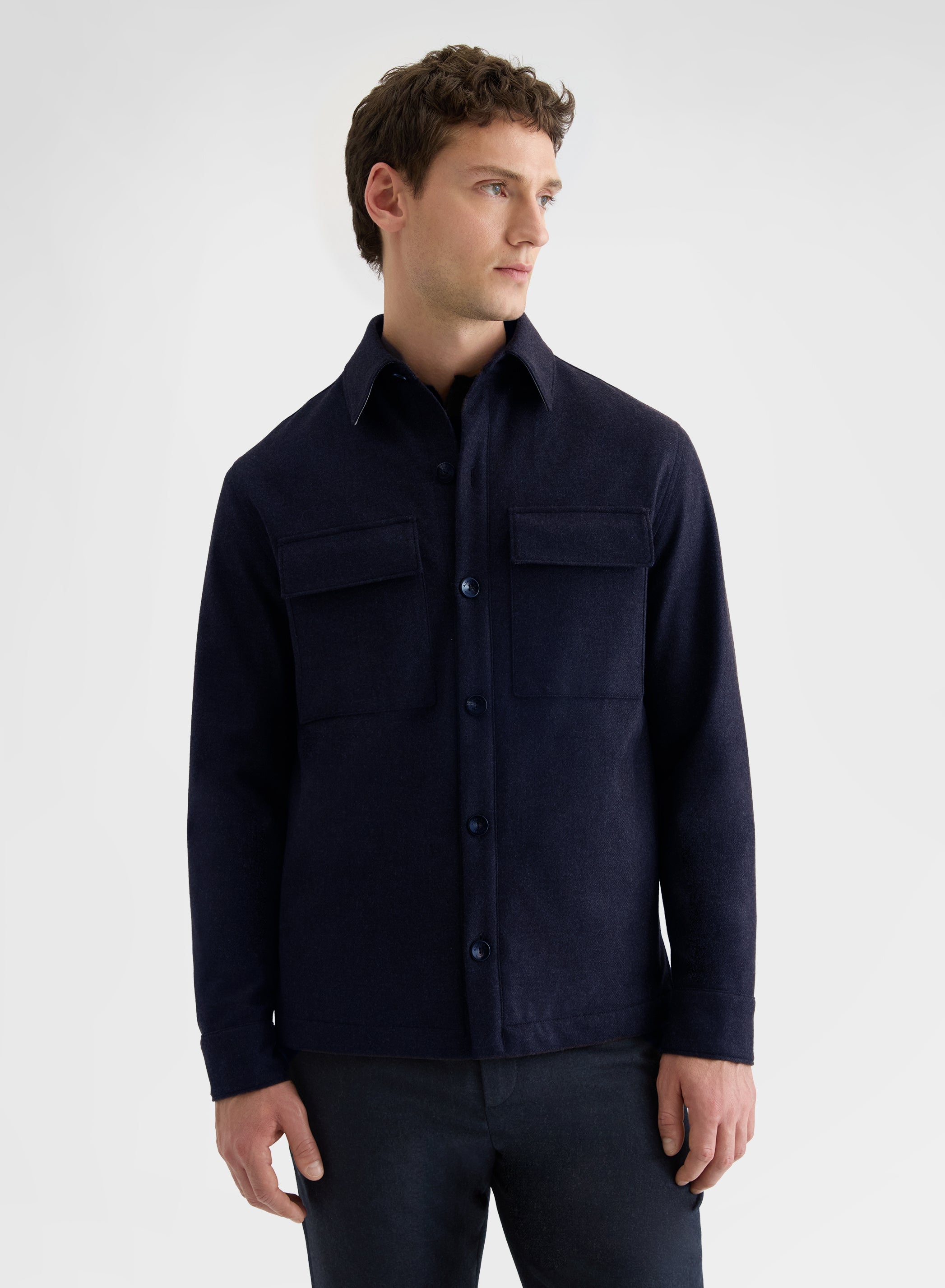 LIGHT CASHMERE MELANGE RAINWEAVER PADDED OVERSHIRT NIGHT