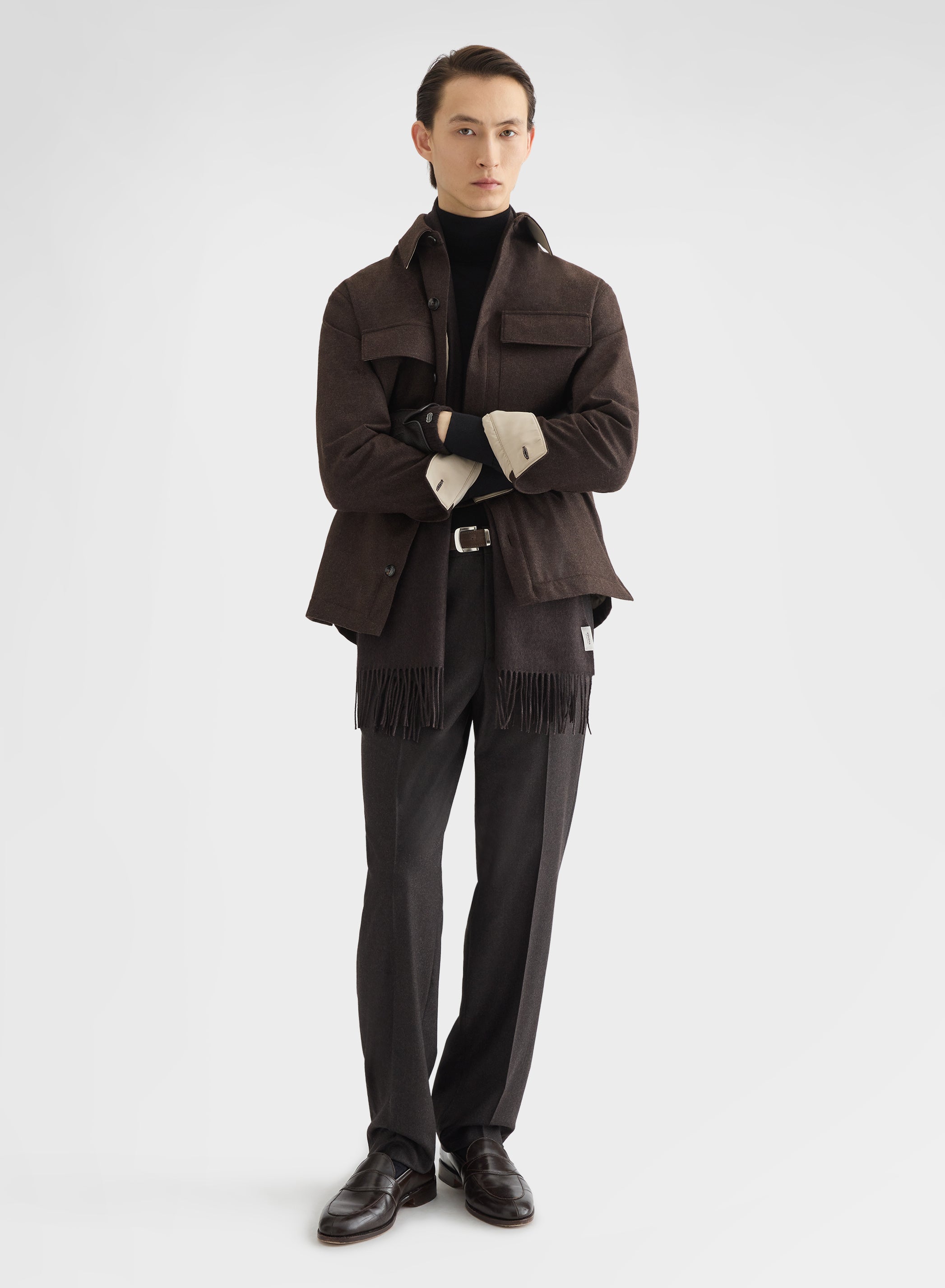 LIGHT CASHMERE MELANGE RAINWEAVER PADDED OVERSHIRT