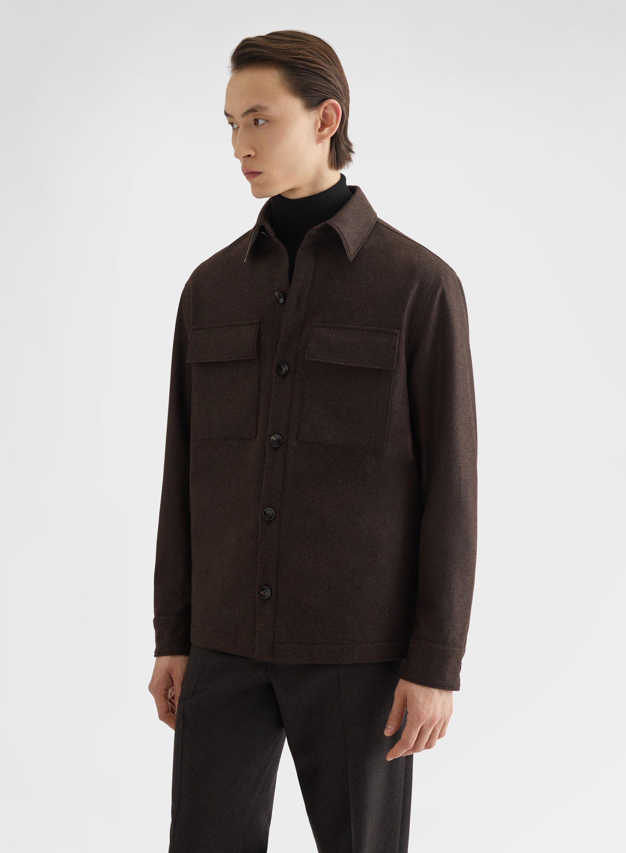 LIGHT CASHMERE MELANGE RAINWEAVER PADDED OVERSHIRT