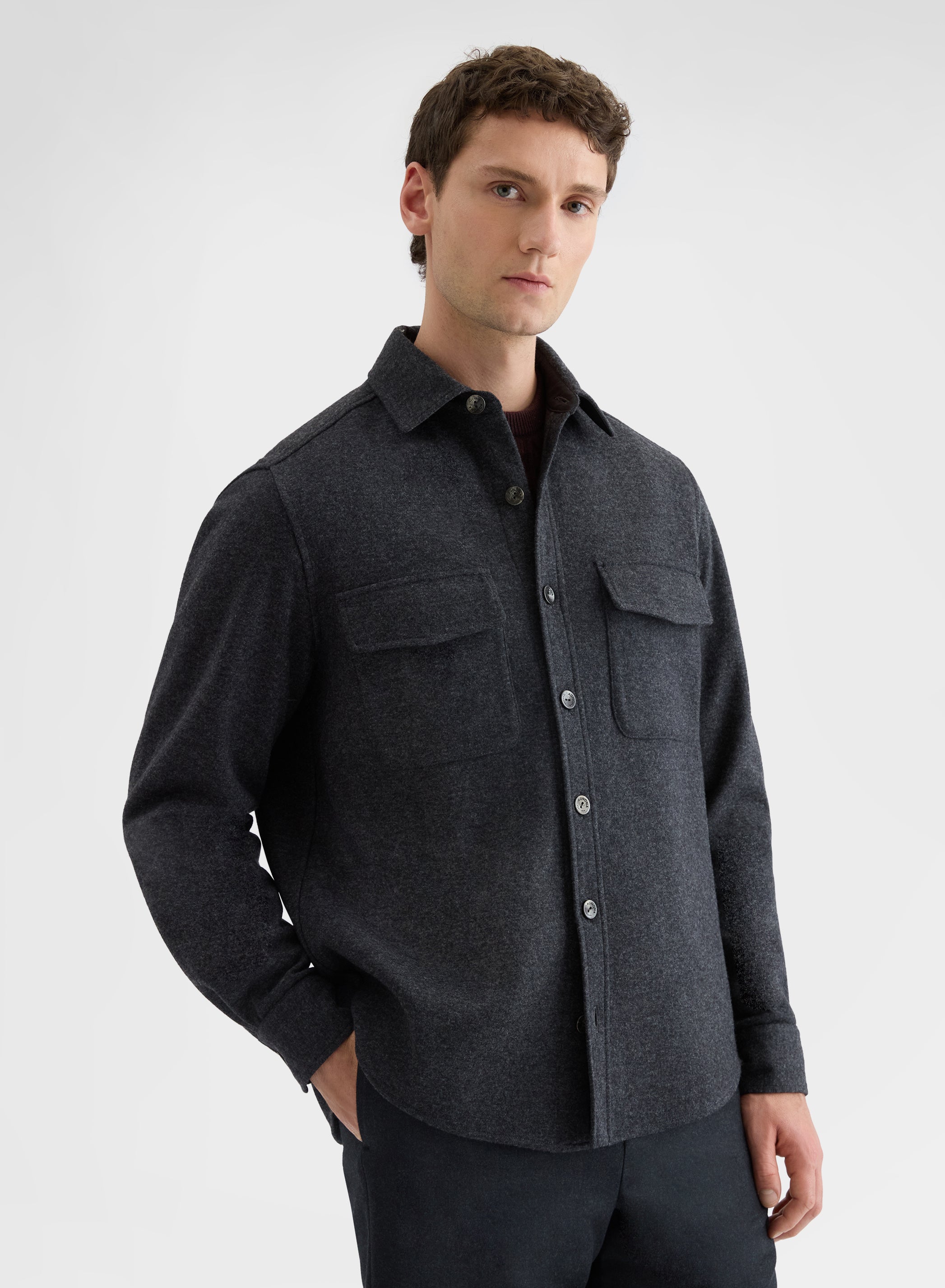 B-JERSEY DOUBLE FACE OVERSHIRT CHARCOAL