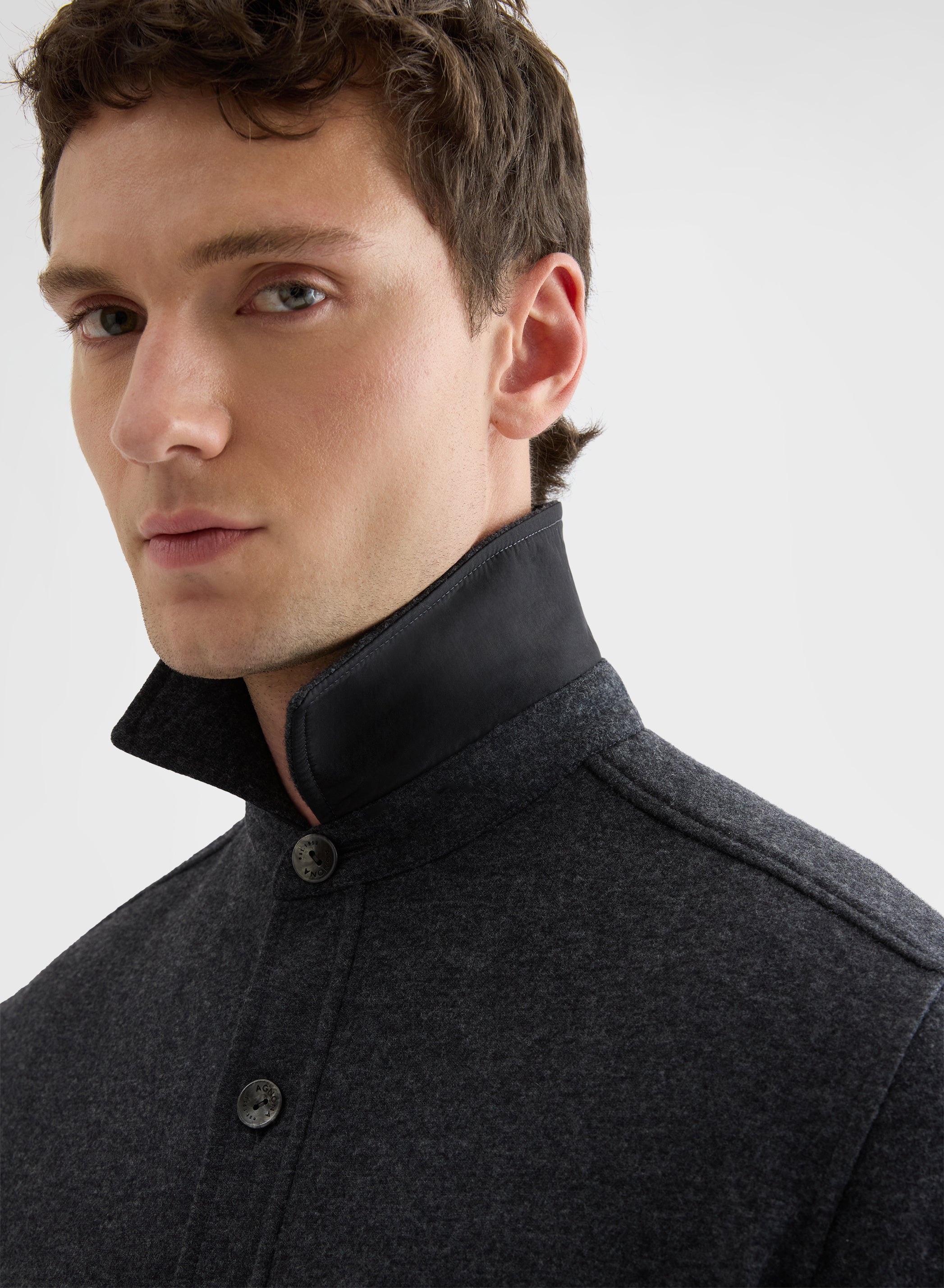 B-JERSEY DOUBLE FACE OVERSHIRT CHARCOAL