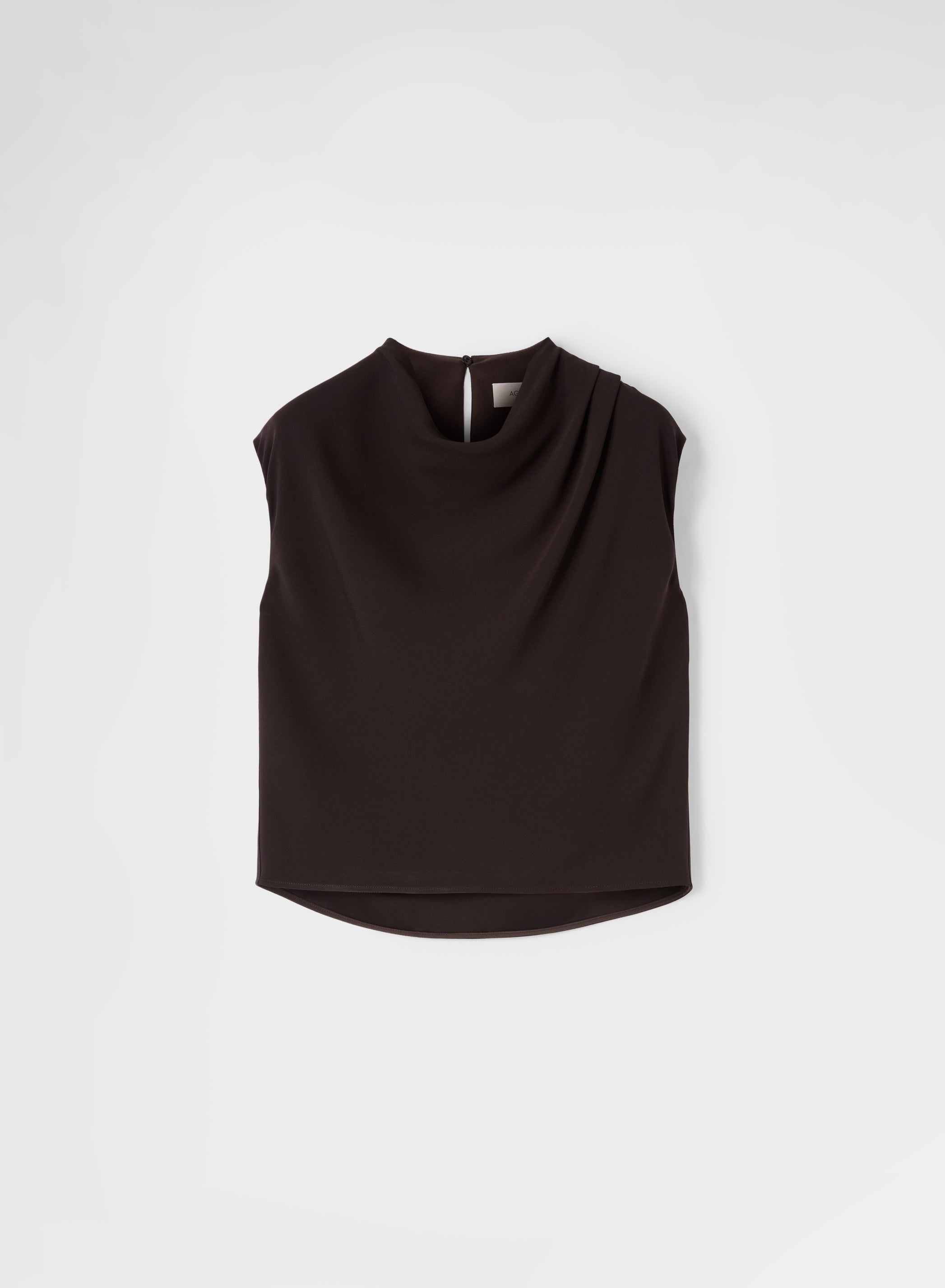 MATT SILK BLEND COWL-NECK TOP EBONY