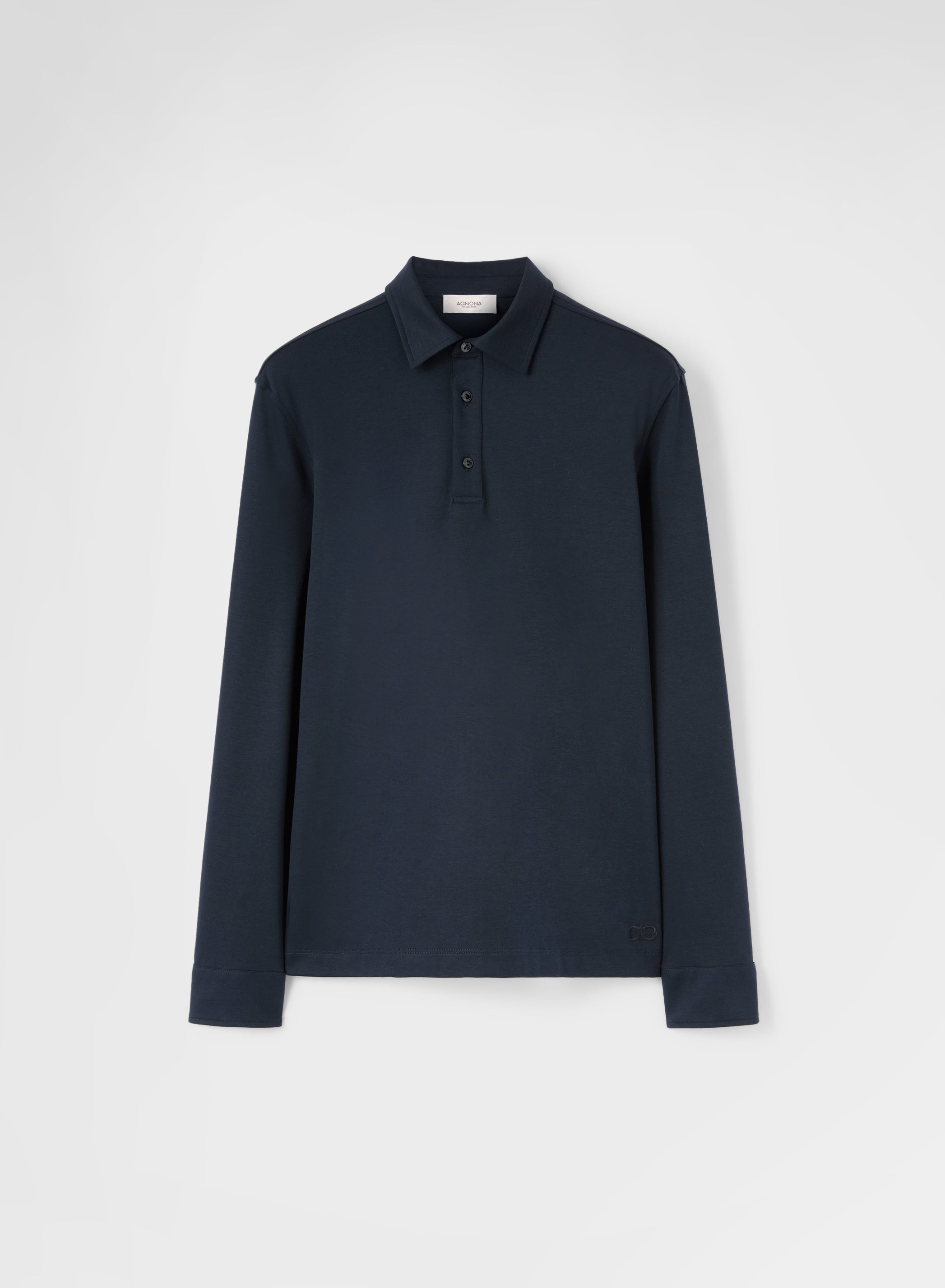 COTTON SILK INTERLOCK LONG SLEEVE POLO NAVY