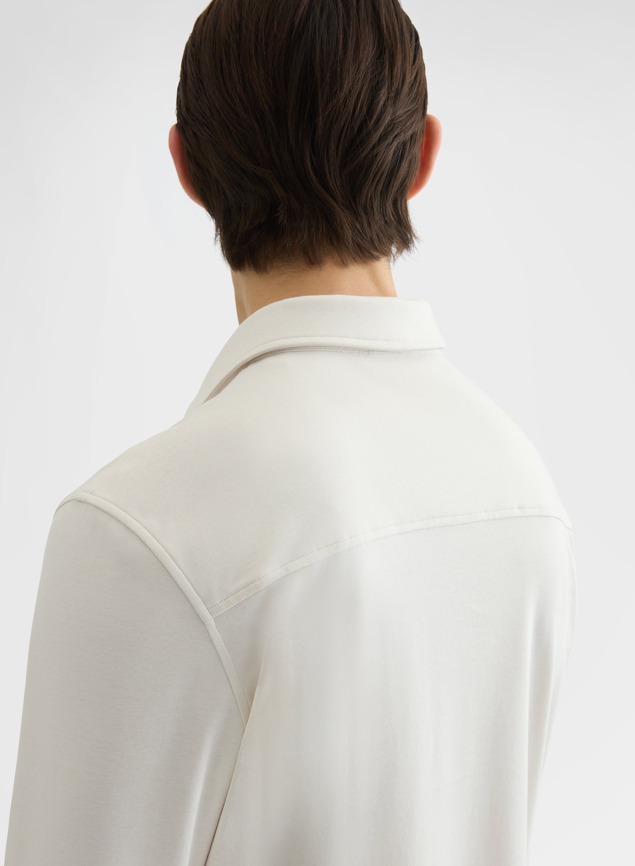 COTTON SILK INTERLOCK LONG SLEEVE POLO AGNONA WHITE