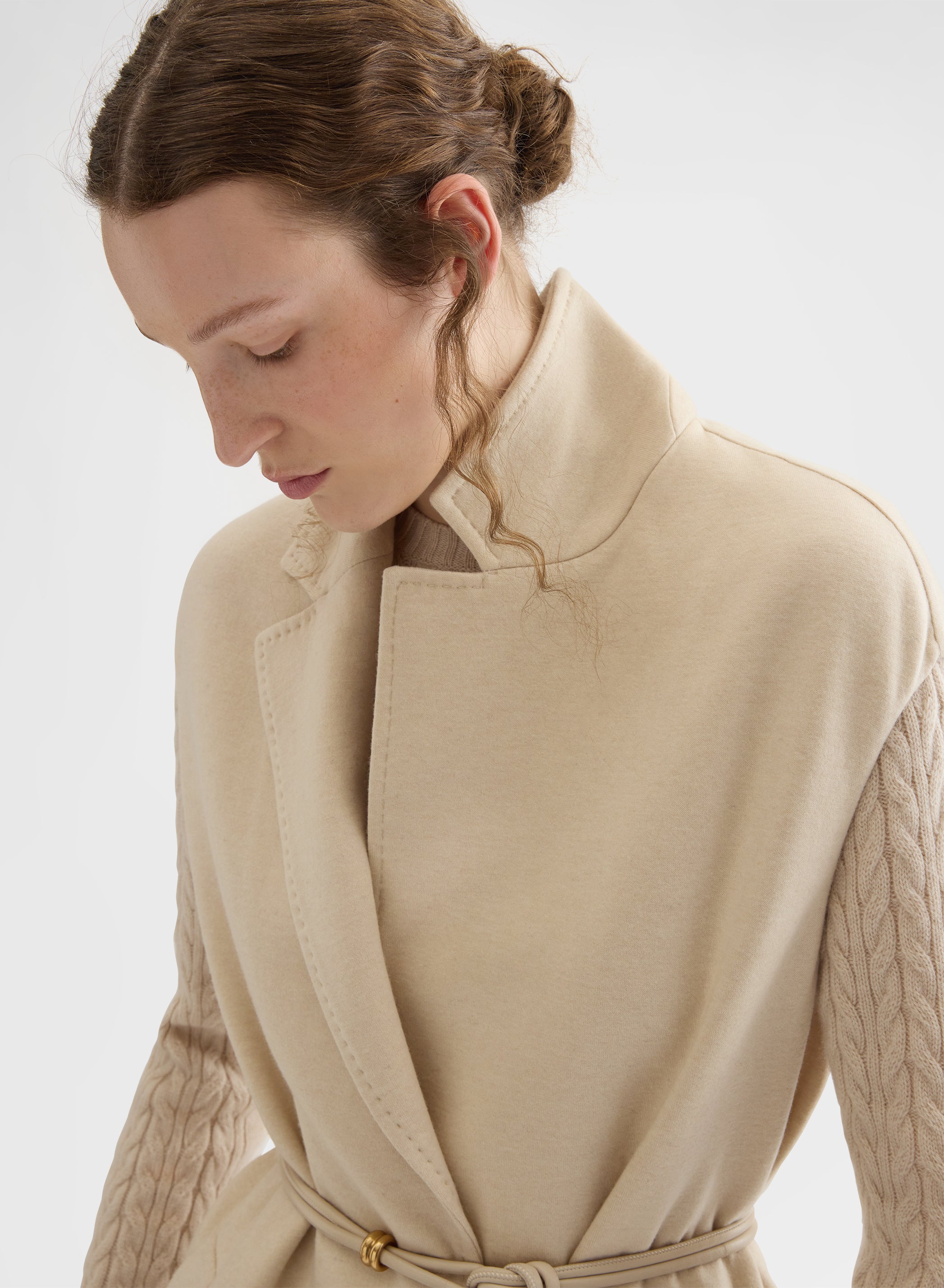 B-JERSEY DOUBLE FACE BELTED VEST