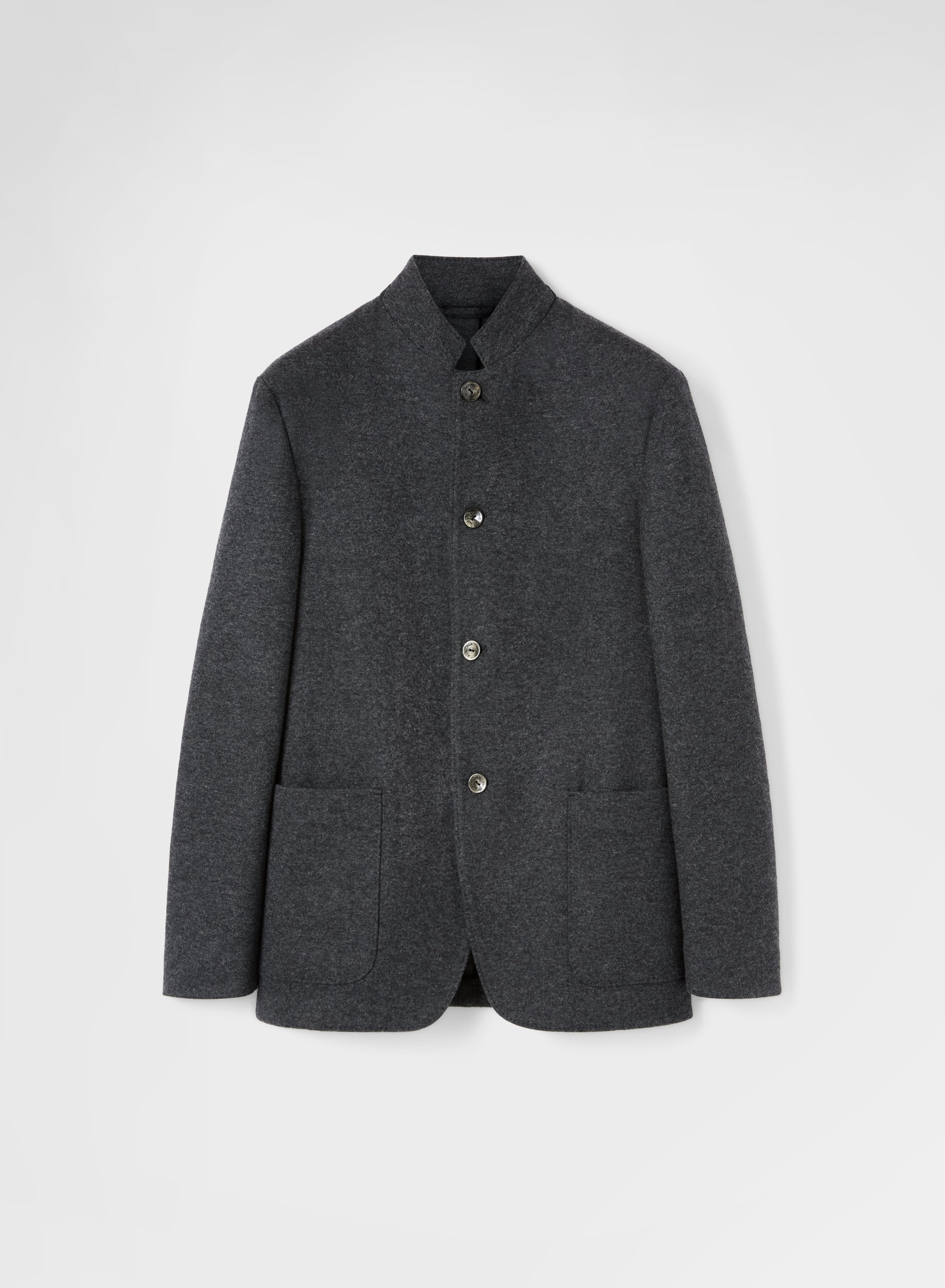 B-JERSEY DOUBLE FACE STAND COLLAR JACKET CHARCOAL