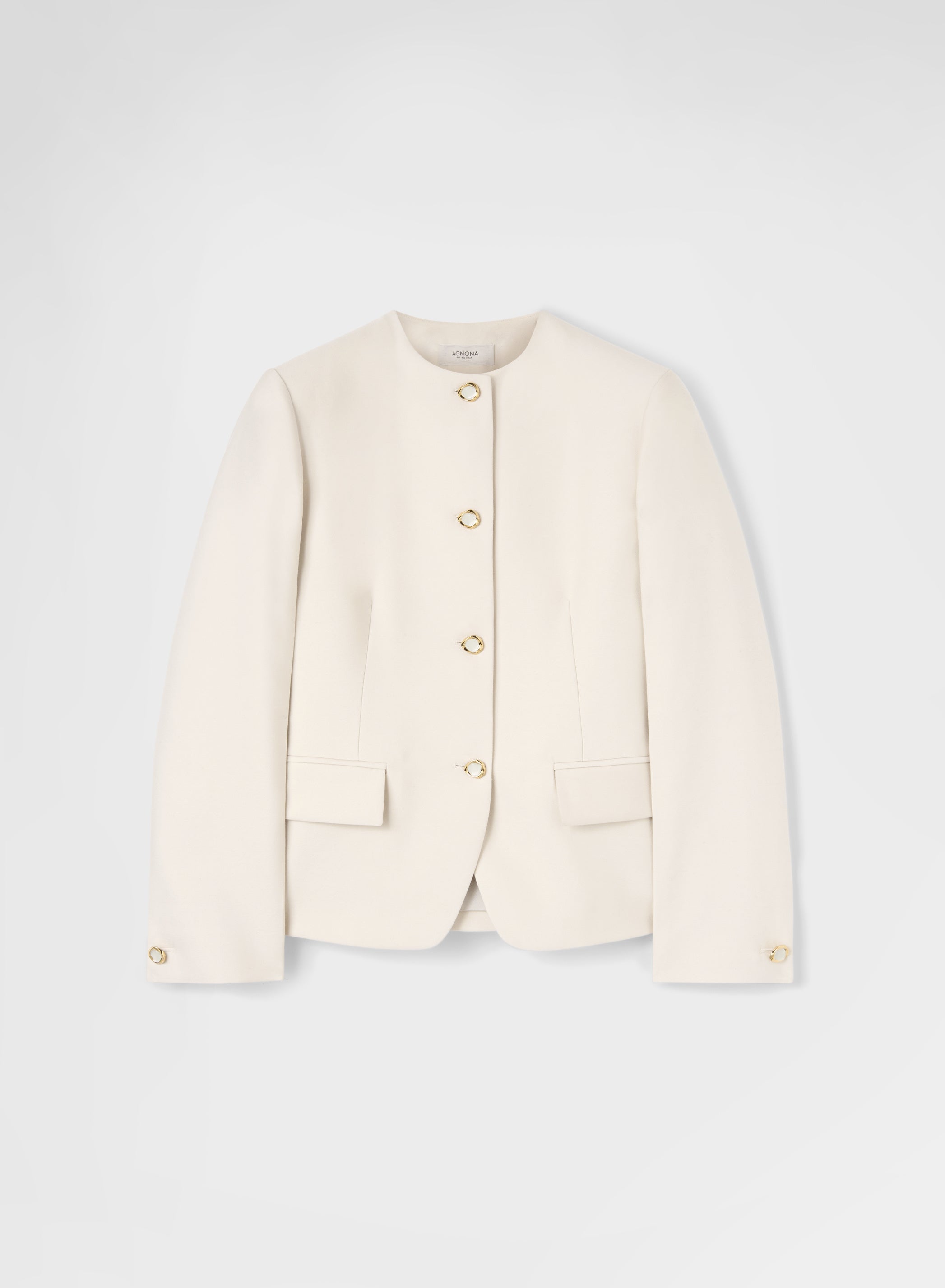 DOUBLE WOOL SILK FITTED BLAZER SNOW