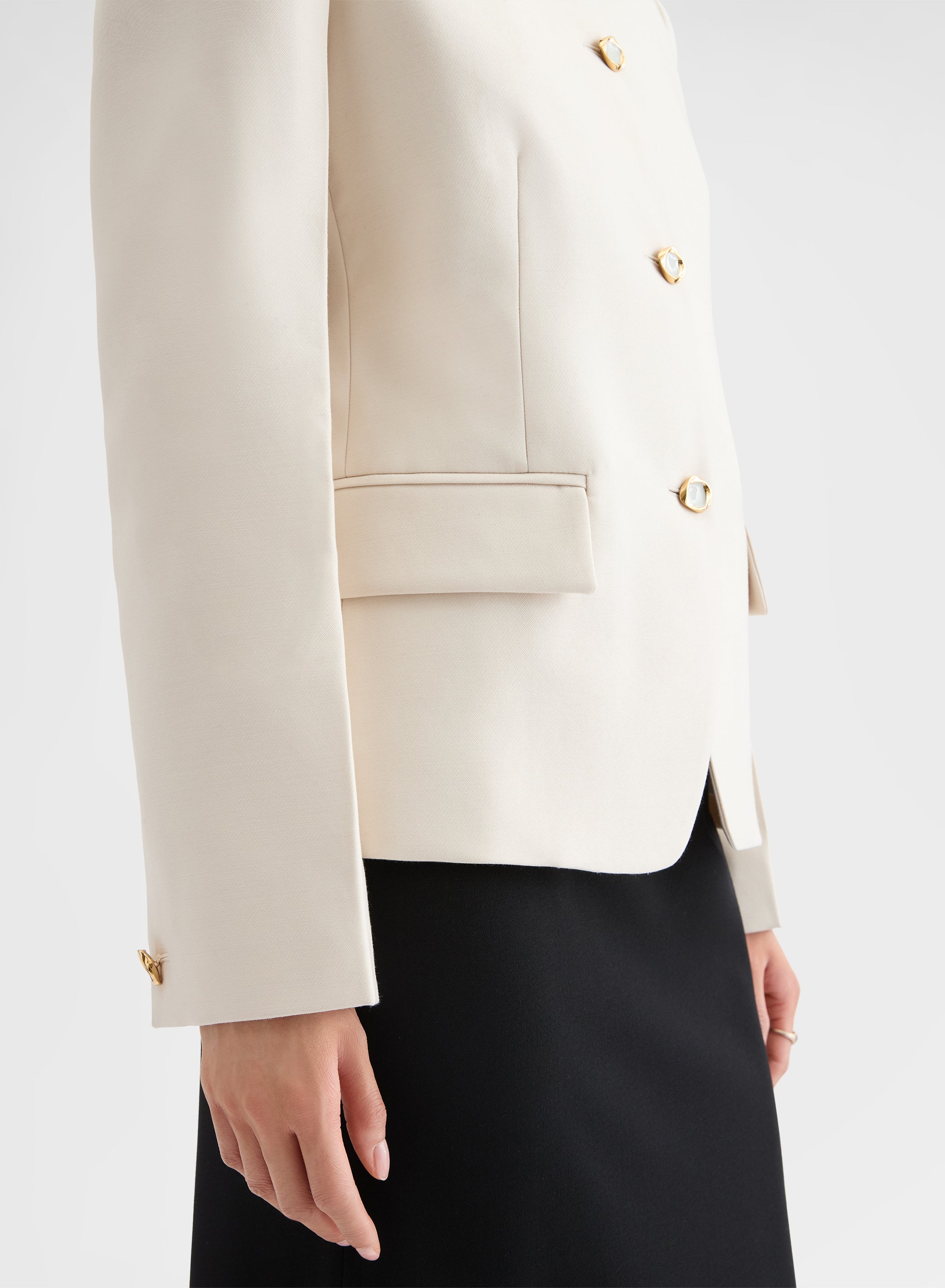 DOUBLE WOOL SILK FITTED BLAZER SNOW