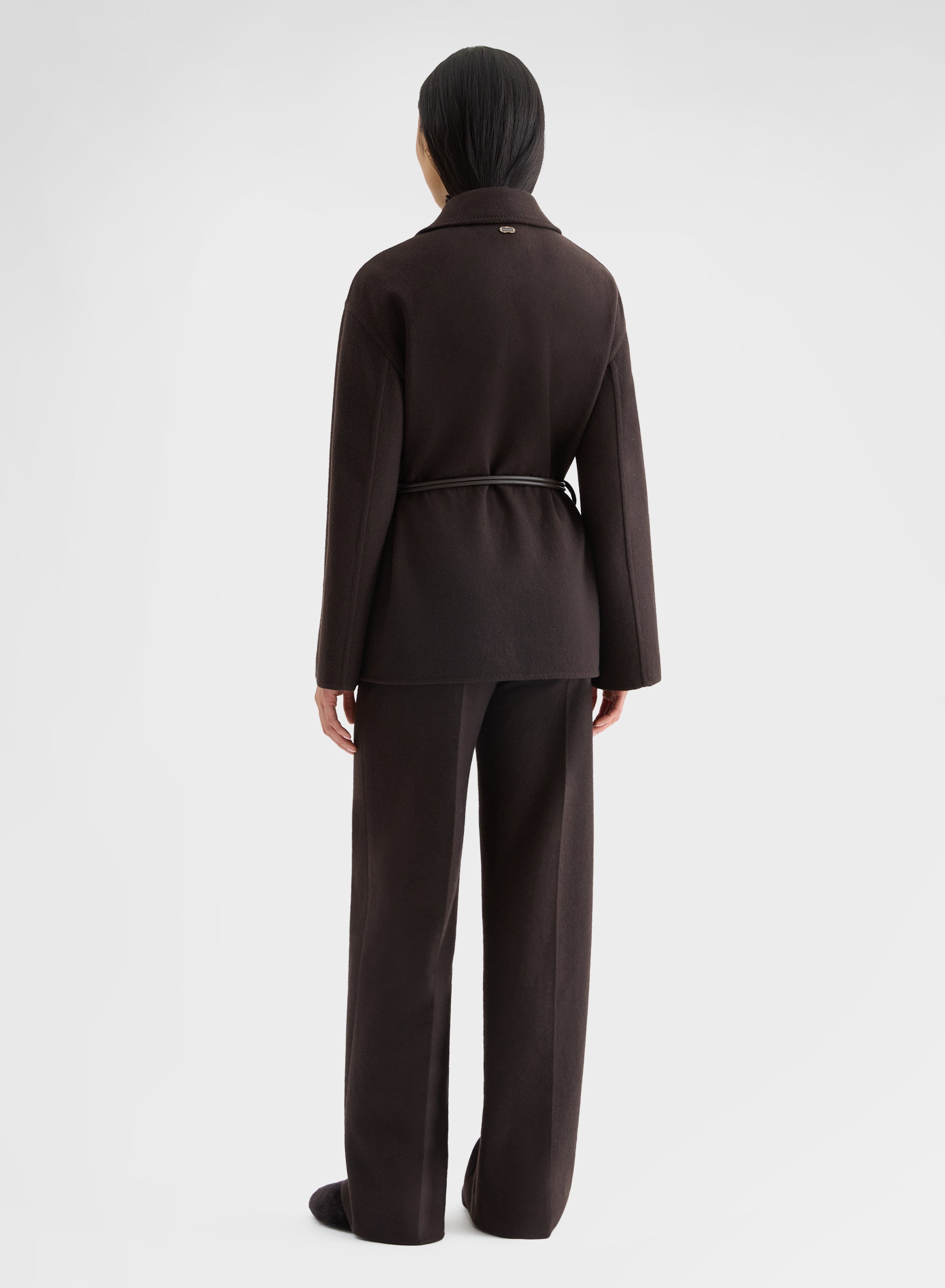 B-JERSEY DOUBLE FACE BELTED BLAZER CHOCOLATE